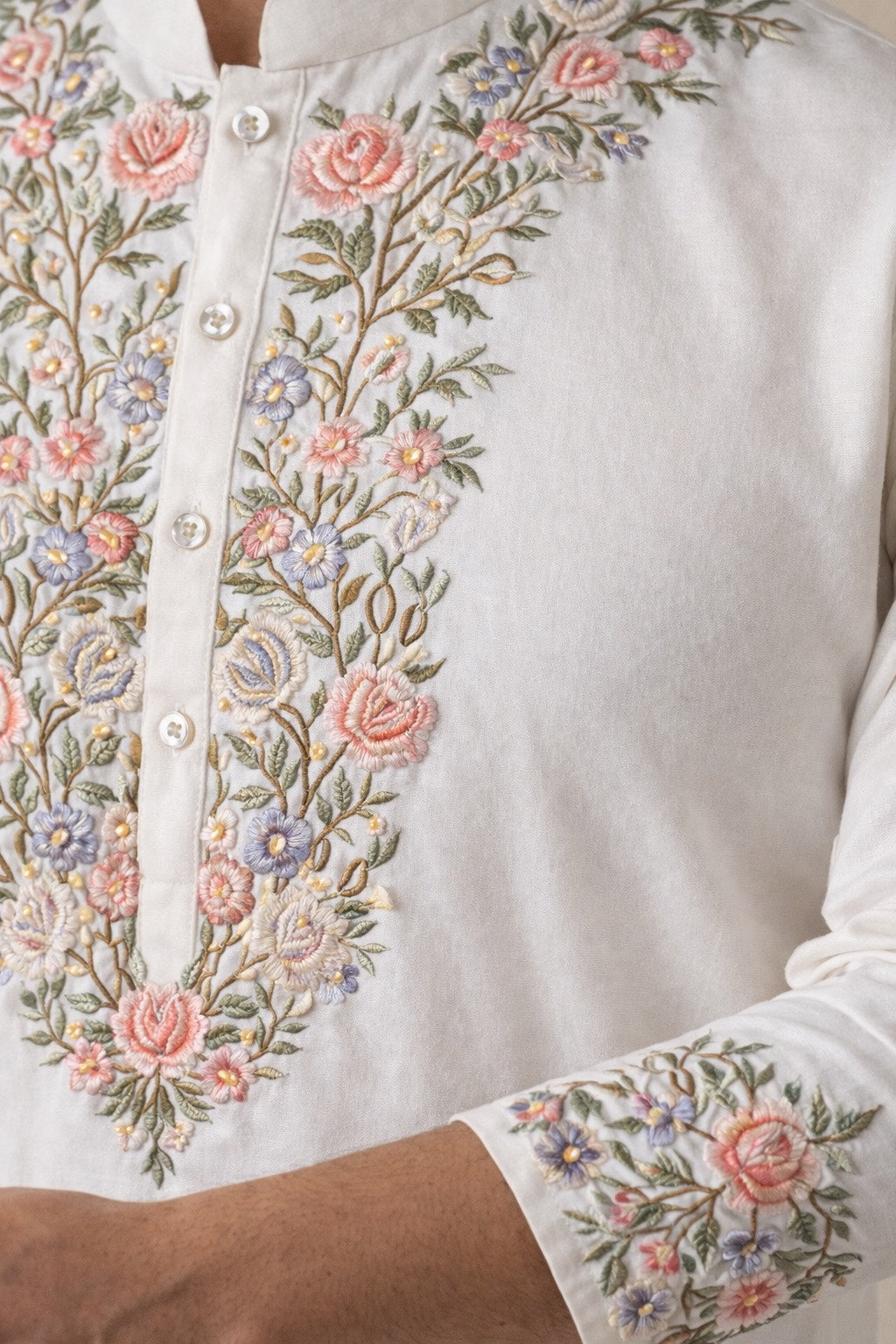 DESIGNER HAND MULTI-TONE EMBROIDERY KURTA SET FOR FESTIVE OCCASIONS