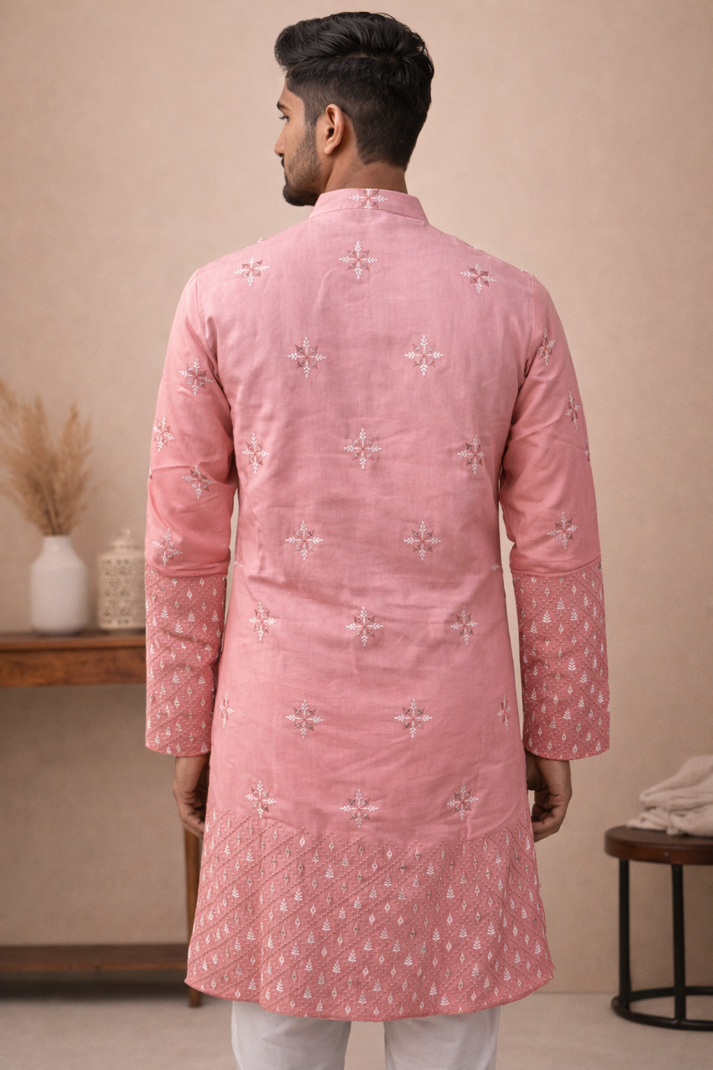 PINK HUE KURTA SET WITH HEAVY THREAD & MIRROR WORK EMBROIDERY