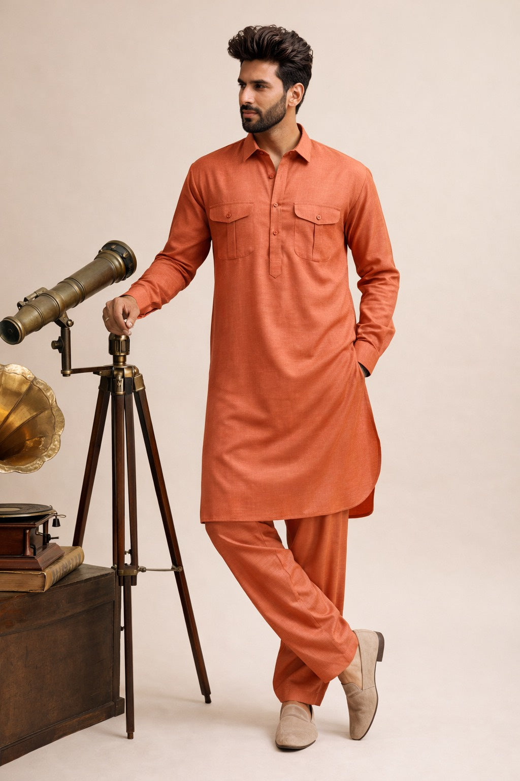 PATHANI KURTA SET IN ORANGE TONE FOR EVERY OCCASIONS