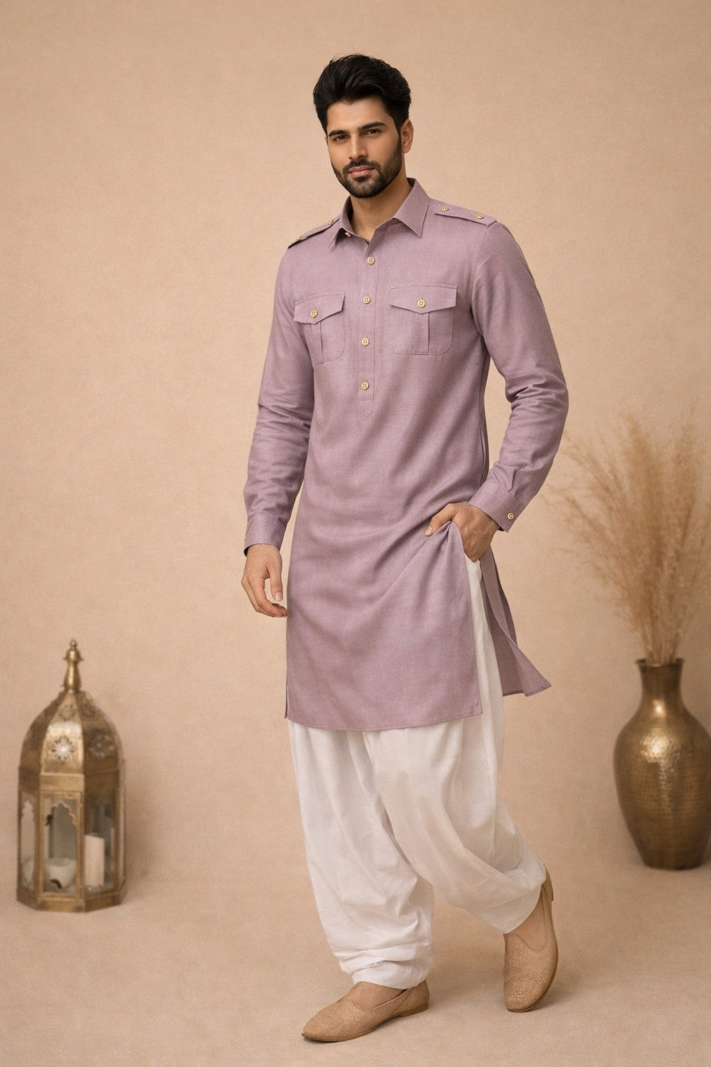 KURTA WITH PATHANI IN ONION-PINK TONE FOR EVERY OCCASIONS