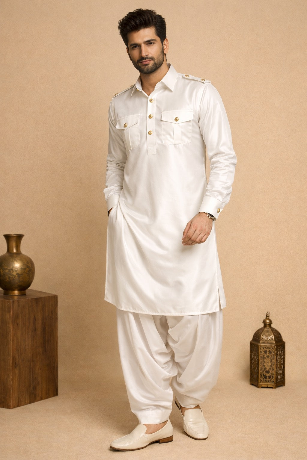 KURTA WITH PATHANI IN RICH WHITE TONE FOR EVERY OCCASIONS