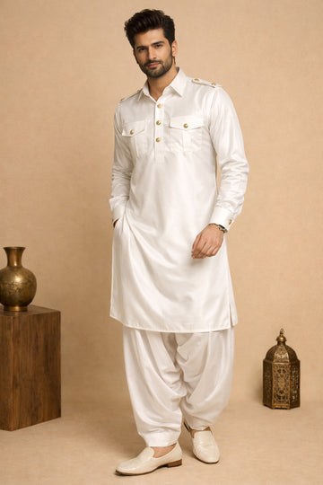 KURTA WITH PATHANI IN RICH WHITE TONE FOR EVERY OCCASIONS