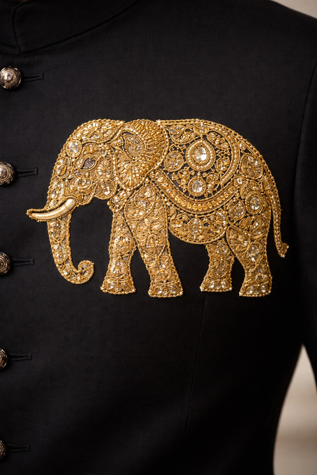 CLASSY BLACK JODHPURI SET WITH TRADITIONAL HAND EMBROIDERY FOR EVERY WEDDING OCCASIONS