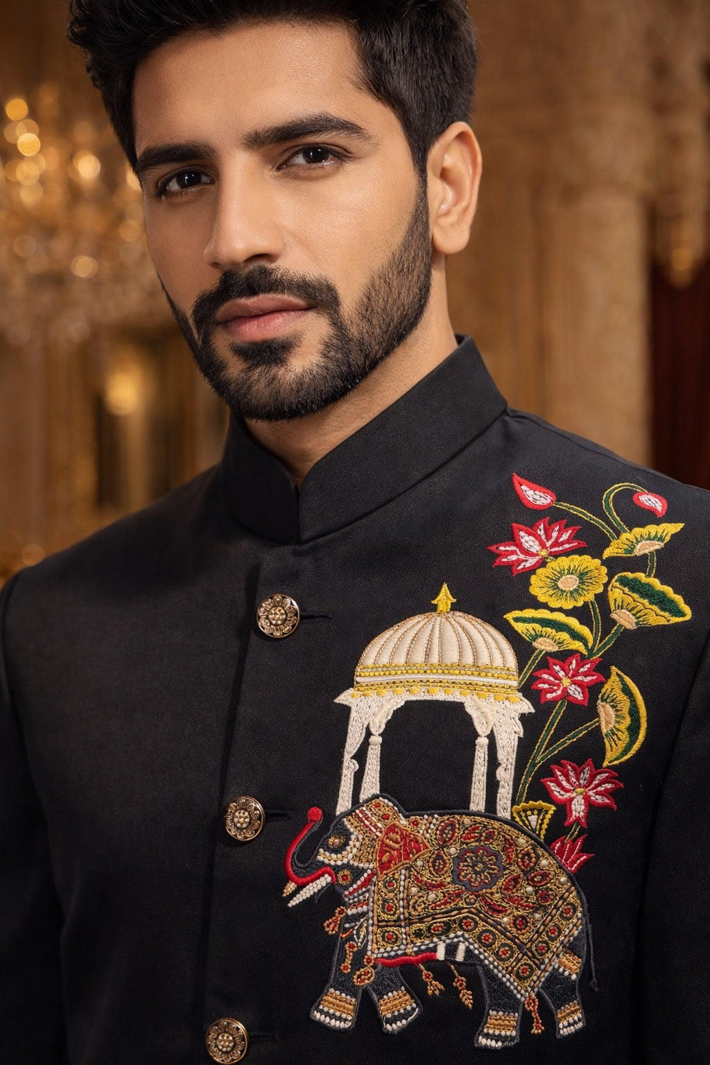 INDO-WESTERN SET IN BLACK TONE WITH TRADITIONAL HAND EMBROIDERY FOR EVERY WEDDING OCCASIONS
