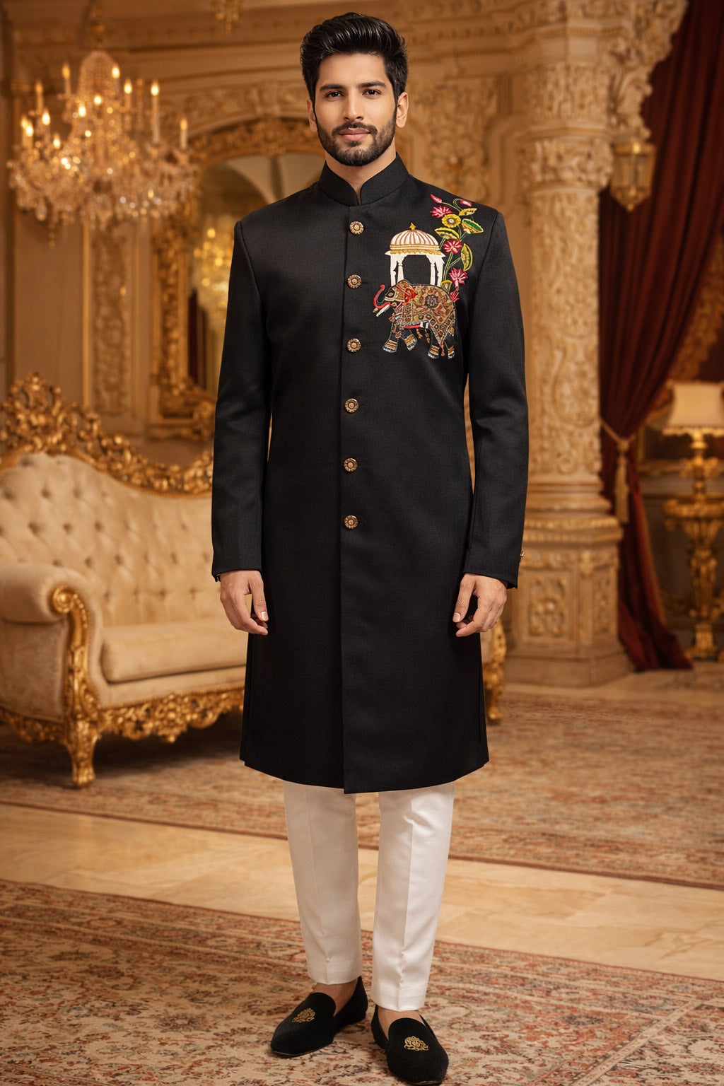 INDO-WESTERN SET IN BLACK TONE WITH TRADITIONAL HAND EMBROIDERY FOR EVERY WEDDING OCCASIONS