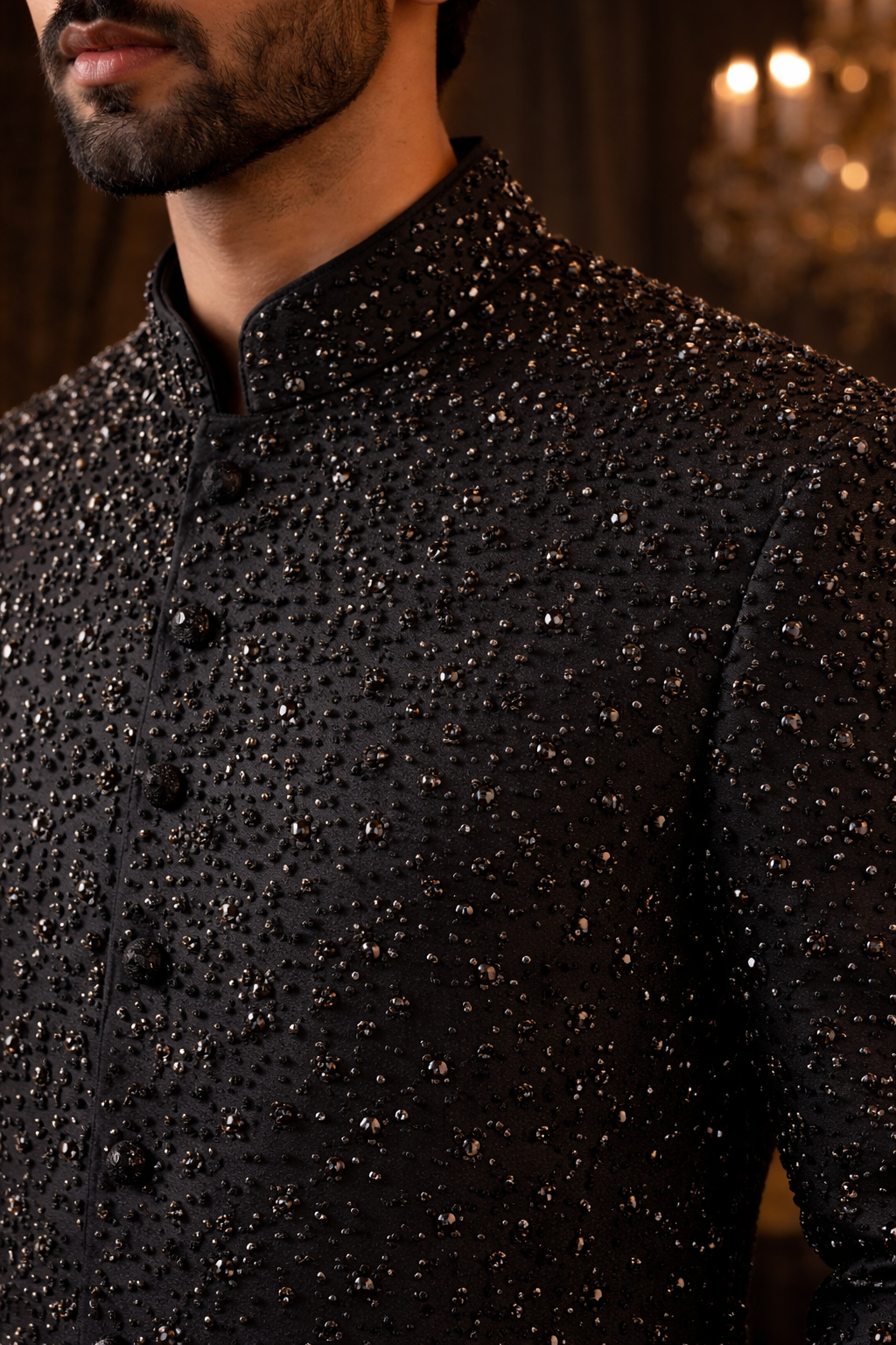 INDO-WESTERN SET IN CLASSY BLACK TONE WITH ALL-OVER HAND EMBROIDERY FOR EVERY WEDDING OCCASIONS