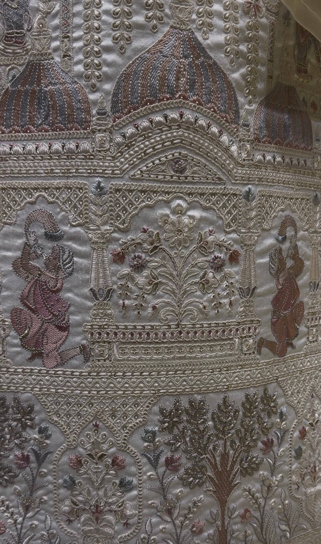 CREAM SHERWANI SET WITH HEAVY THREAD EMBROIDERY ALL OVER