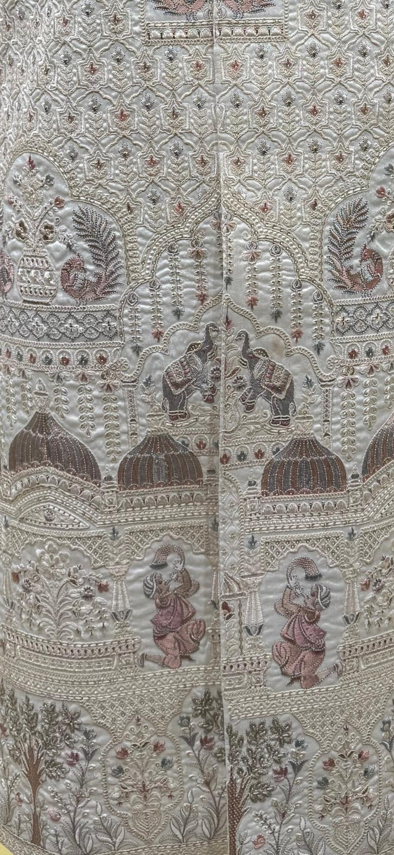 CREAM SHERWANI SET WITH HEAVY THREAD EMBROIDERY ALL OVER