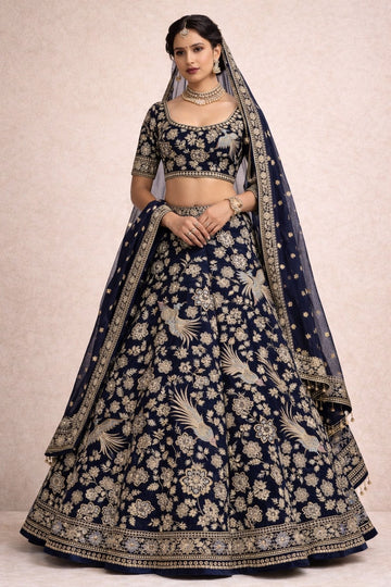 VELVET BRIDAL LEHENGA SET WITH HEAVY TRADITIONAL EMBROIDERY  ALL OVER
