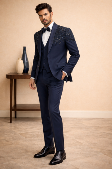 HEAVY EMBROIDERY ARMANI 5 PC SET IN BLUE