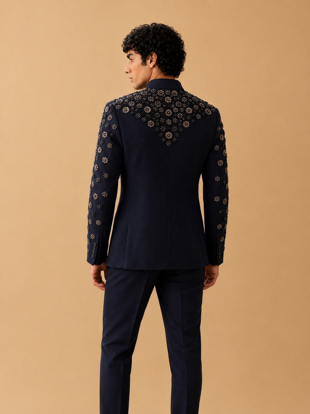 BANDGALA SET UNIQUE HAND EMBROIDERY ALL-OVER IN BLUE TONE