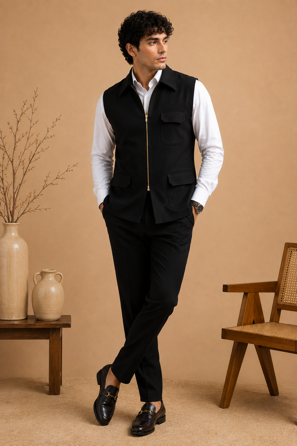 BLACK LACHKA JACKET SET IN UNQIUE STYLE
