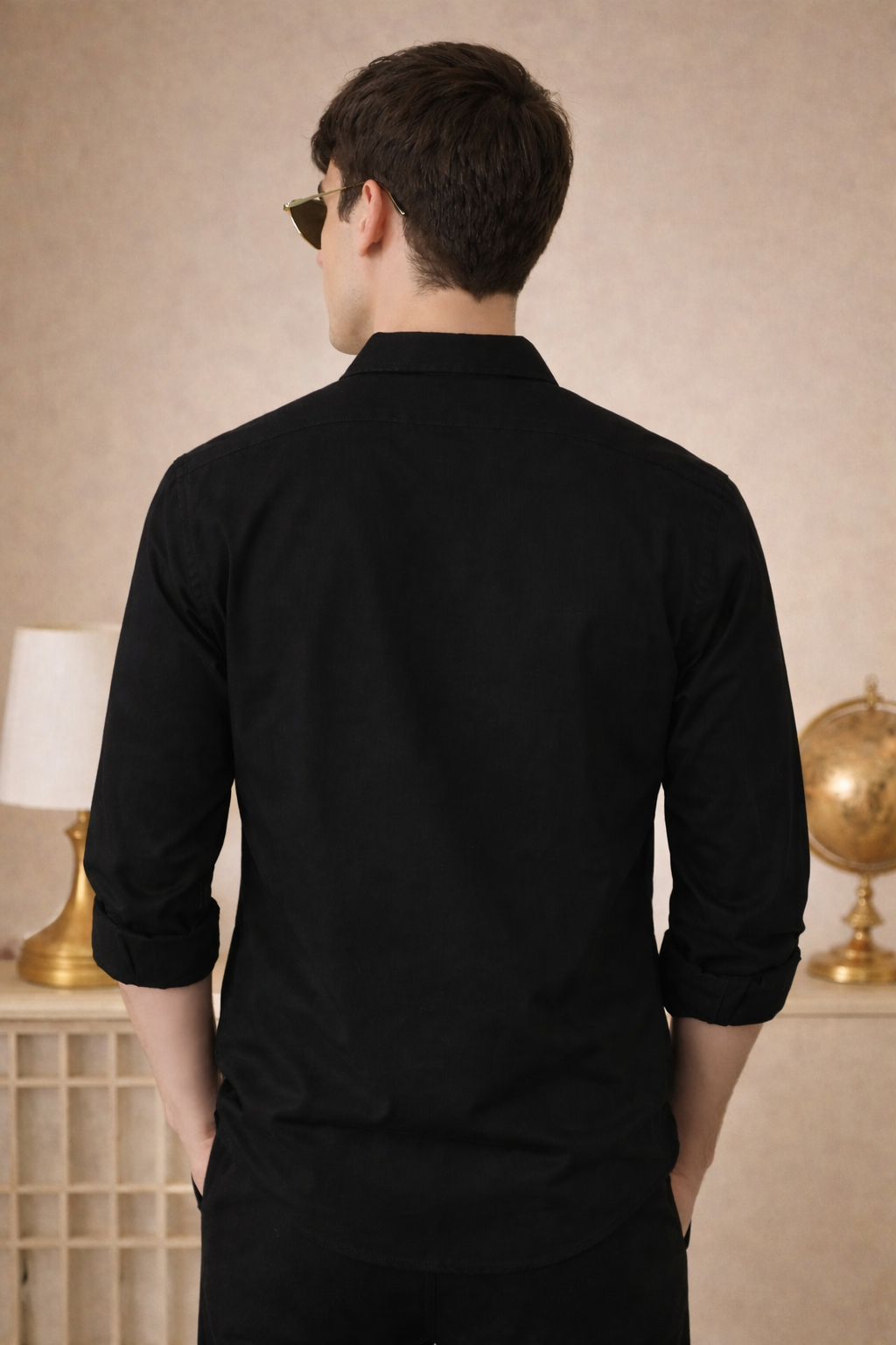 ROYAL BLACK SHIRT WITH UNIQUE EMBROIDERY