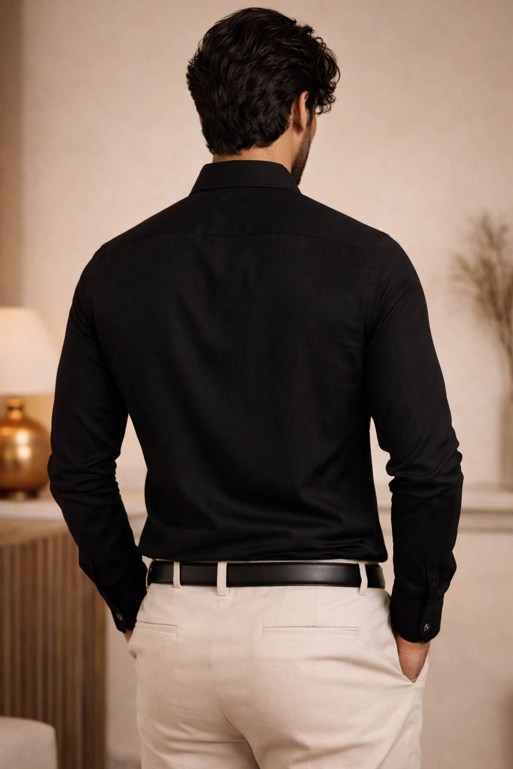 BLACK TONE SHIRT WITH FLORAL HAND EMBROIDERY