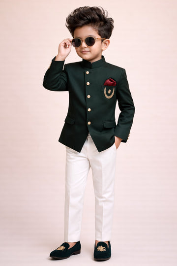 BLACK TONE BANDHGALA SET IN UNIQUE PATTERN FOR BOYS