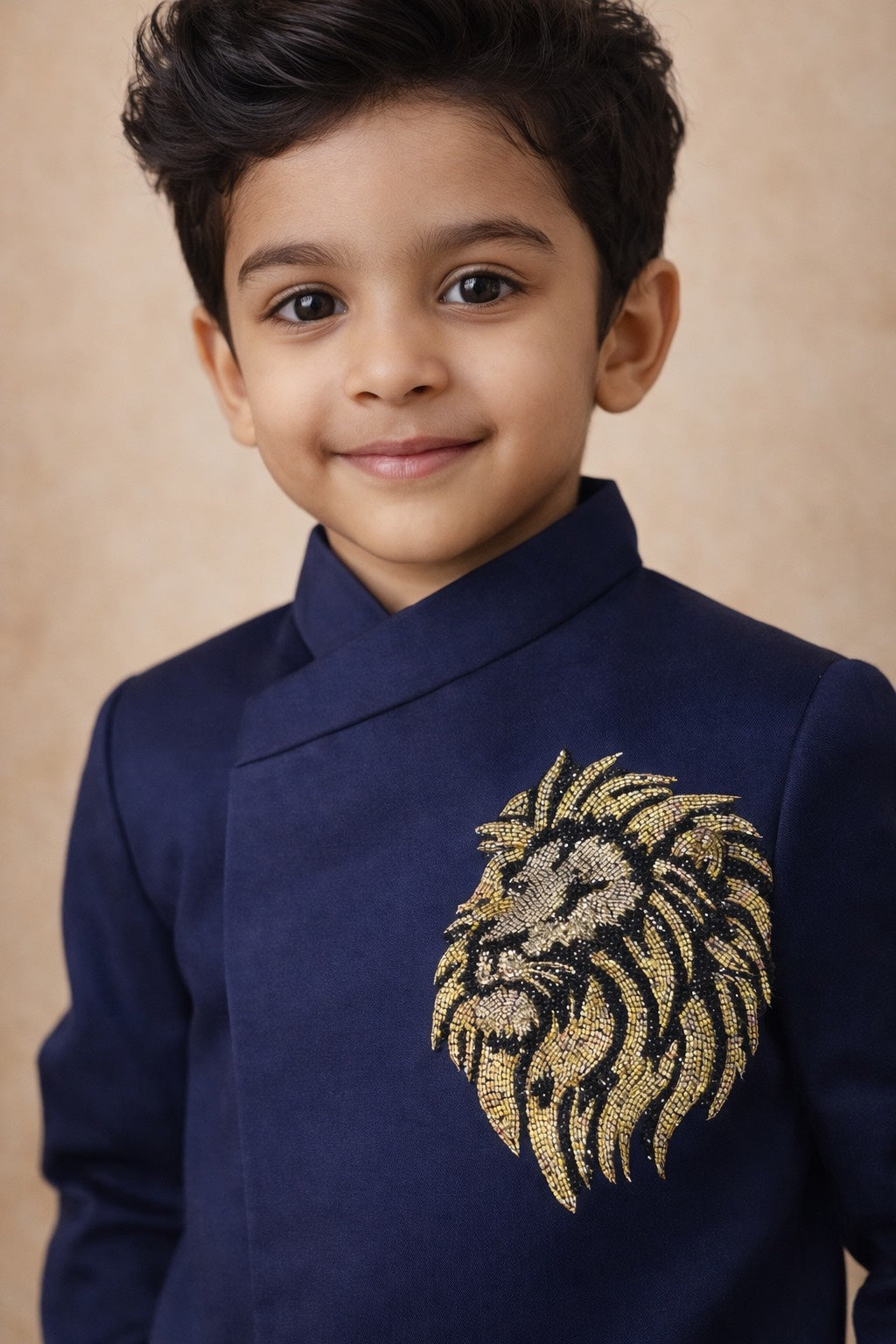 KID'S SHERWANI SET IN BLUE TONE WITH UNIQUE PATTERN & HEAVY EMBROIDERY