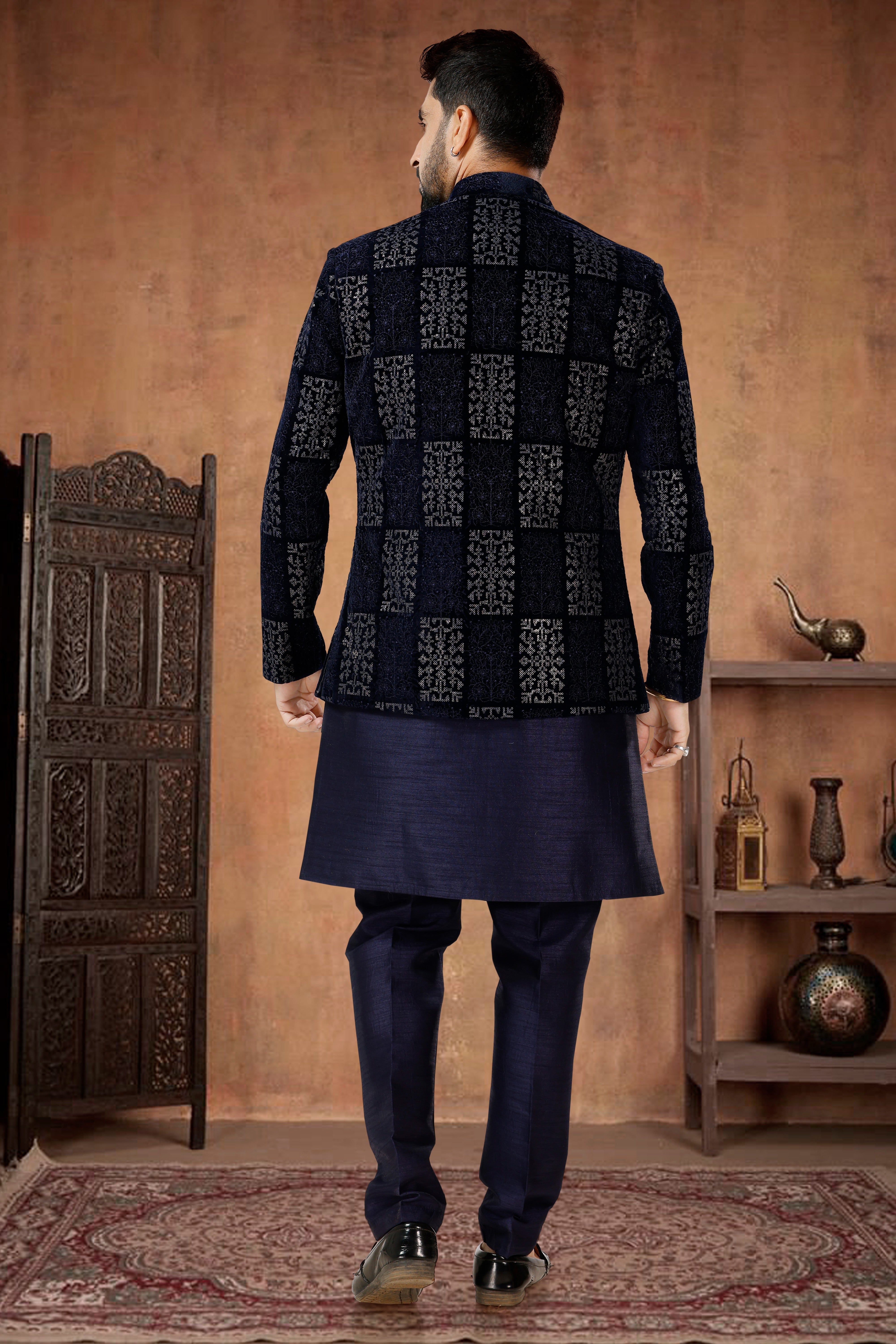 3 PC INDO-WESTERN SET IN BLUE HUE