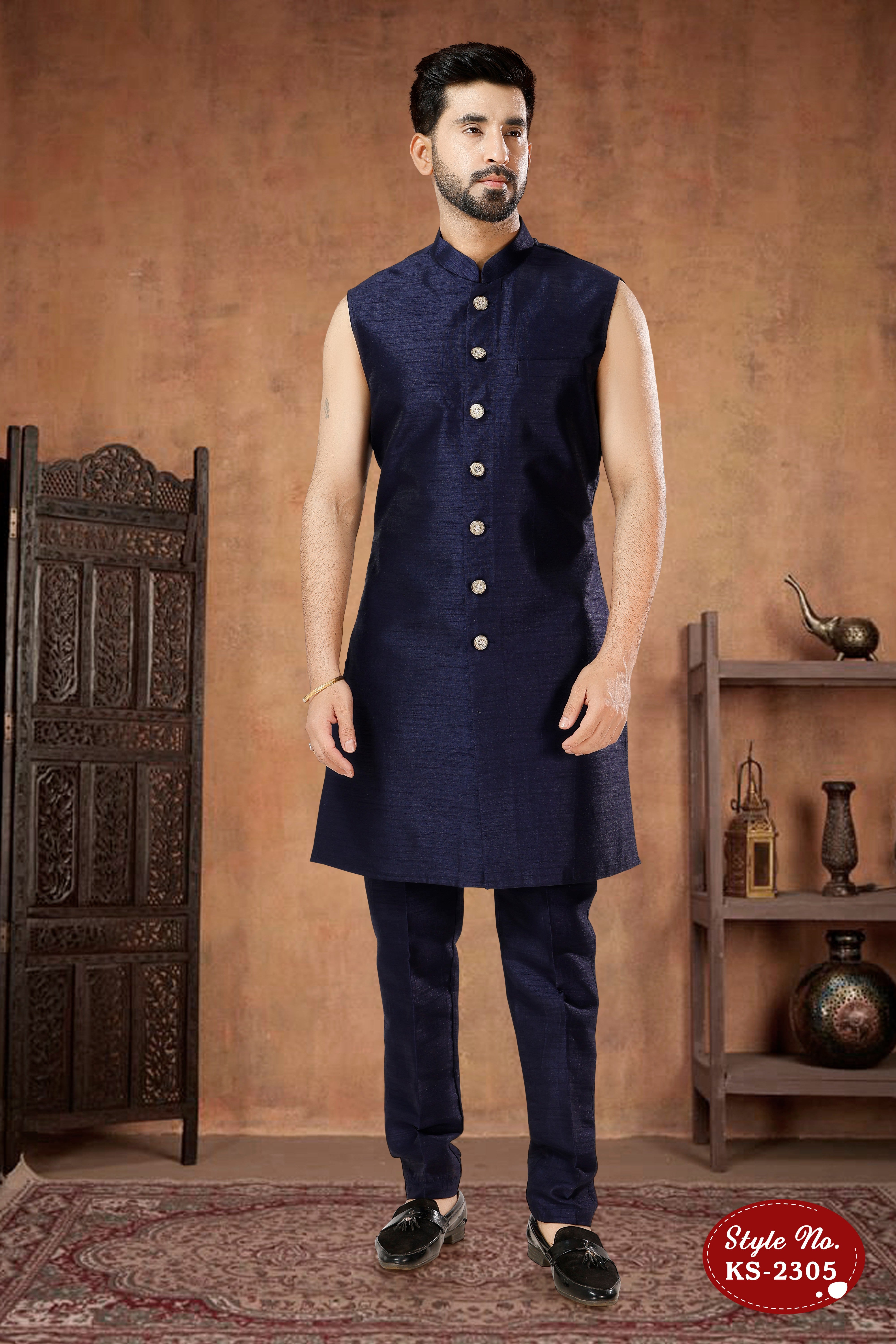 BLUE TONE 3 PC INDO-WETSERN SET FOR EVERY OCCASION