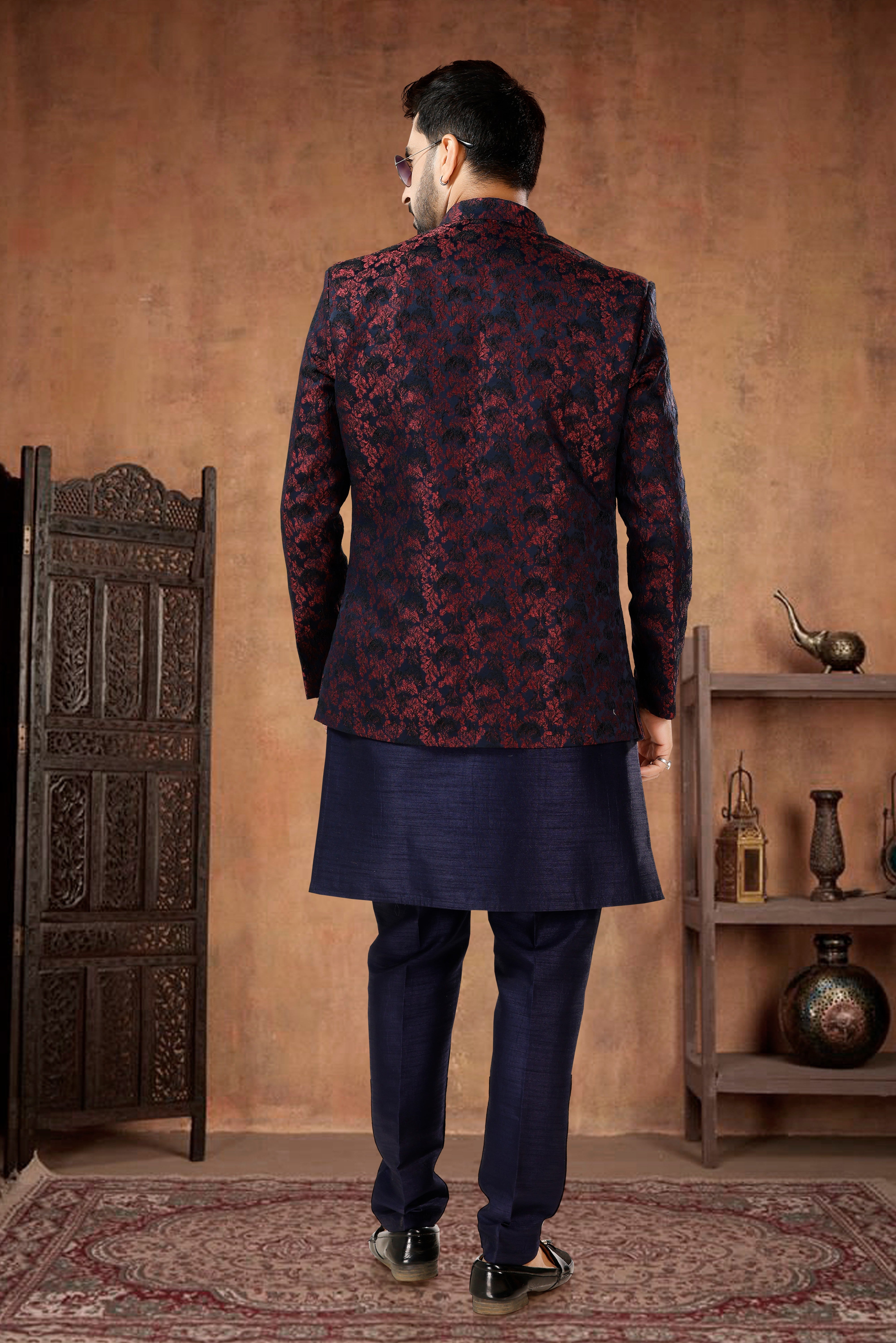 BLUE TONE 3 PC INDO-WETSERN SET FOR EVERY OCCASION