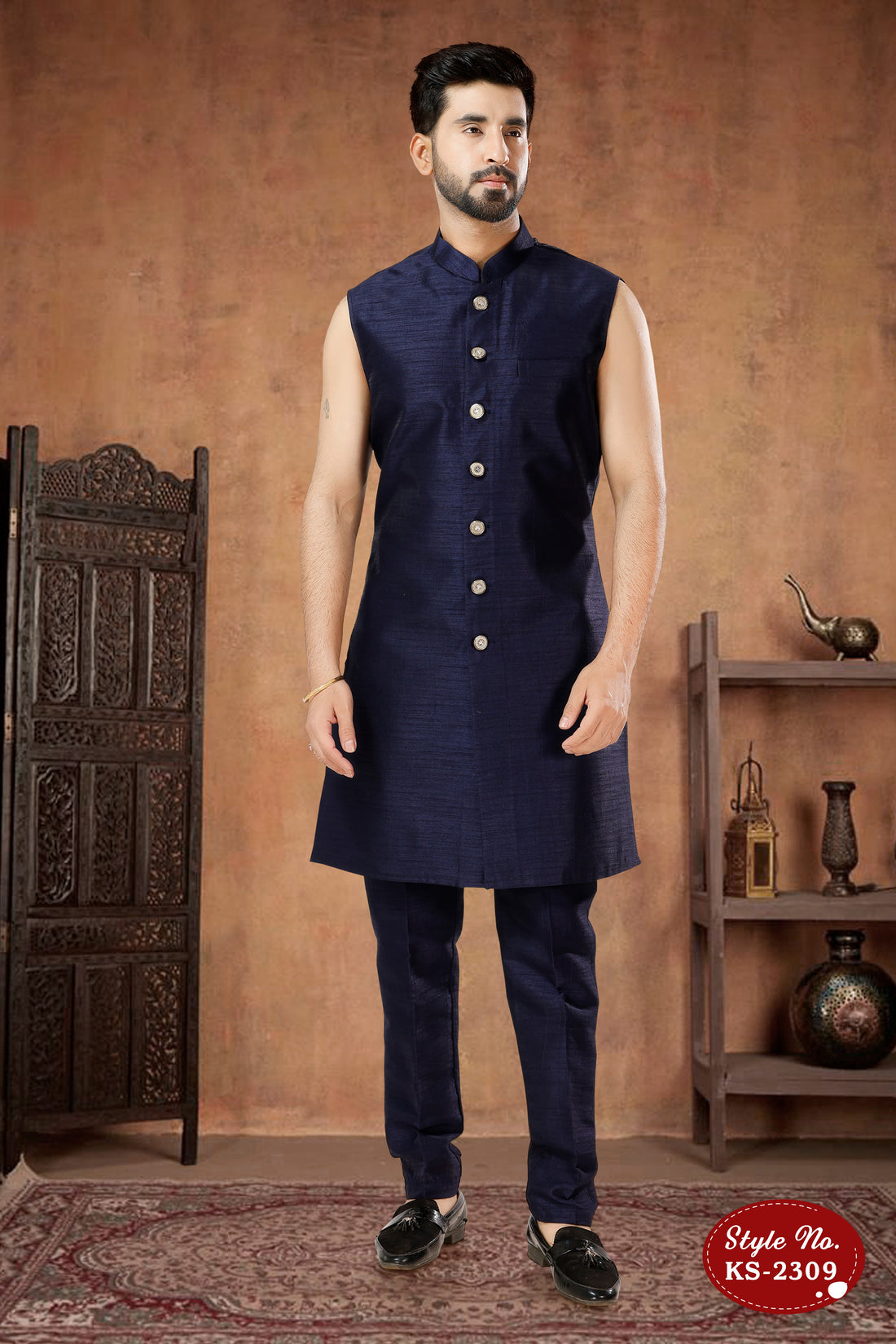 3 PC INDO-WESTERN SET WITH ALL-OVER THREAD EMBROIDERY