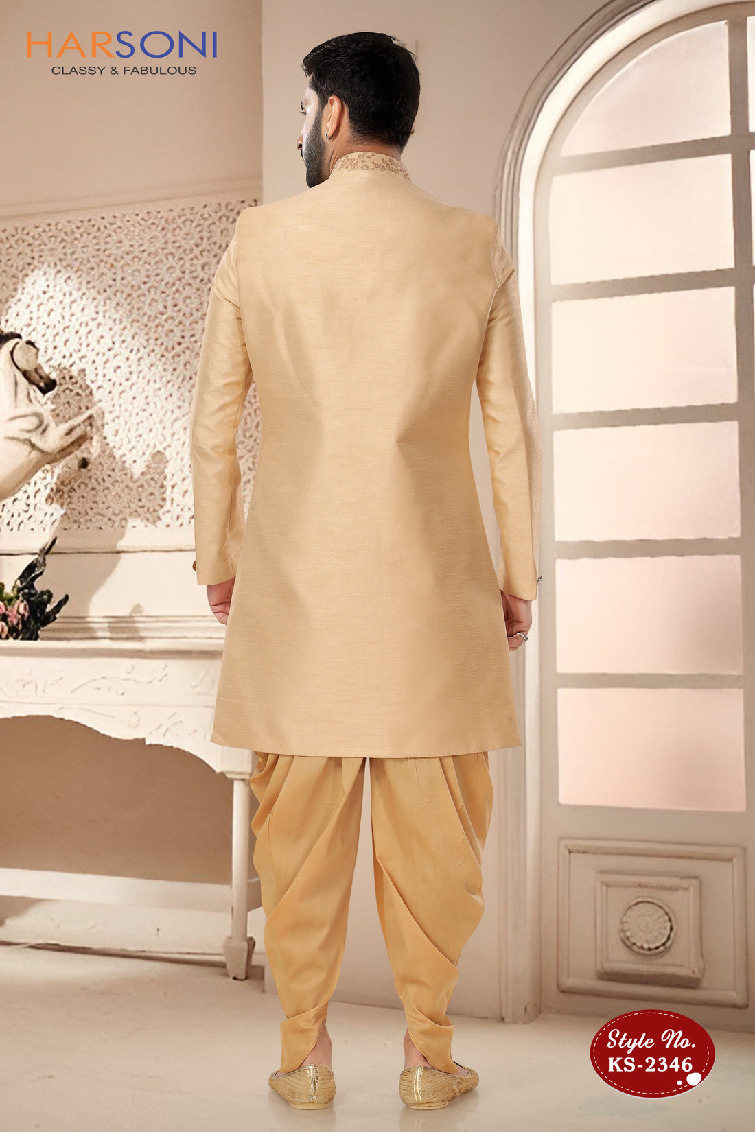 GOLD HUE INDO-WESTERN SET IN UNIQUE STYLE