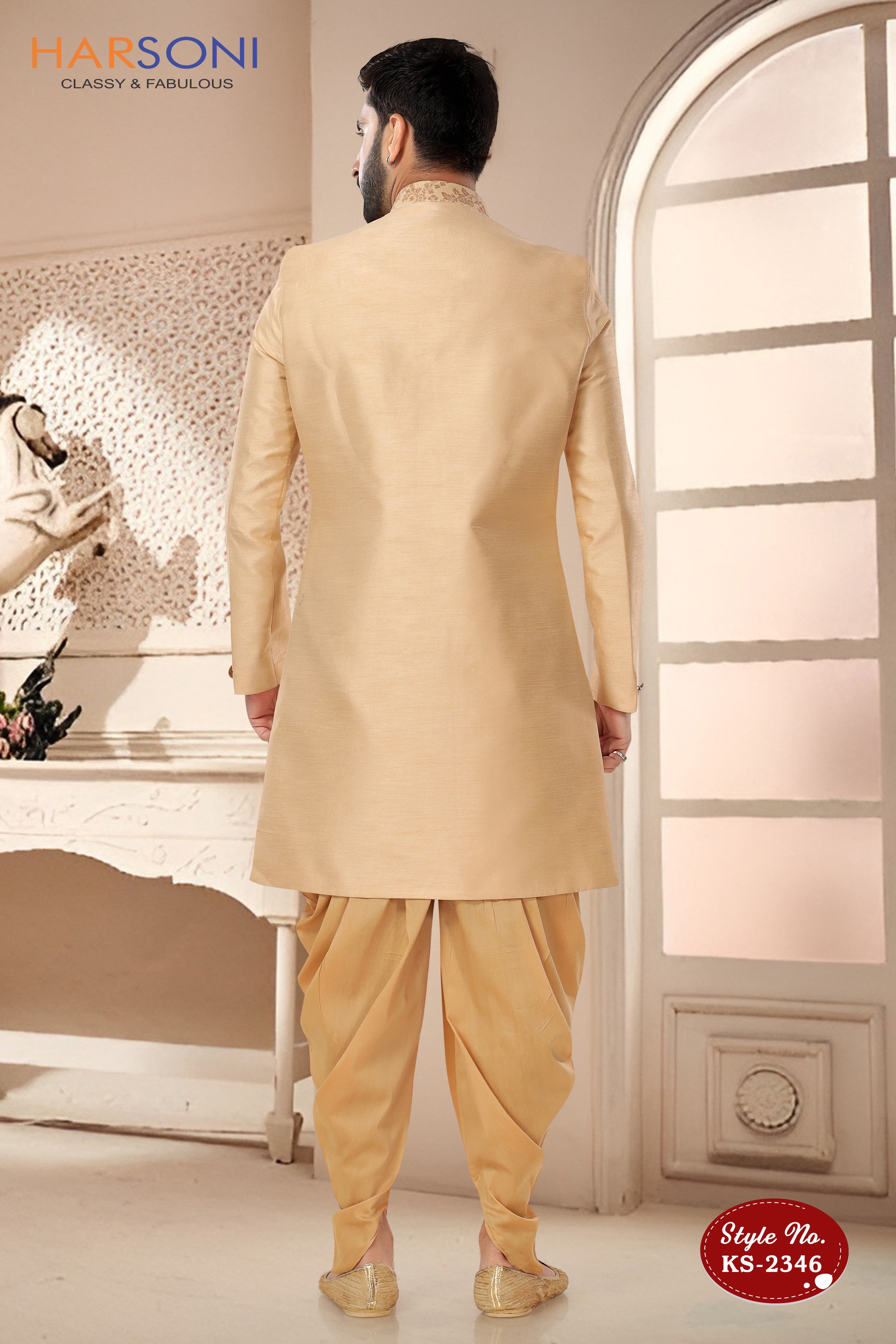 GOLD HUE INDO-WESTERN SET IN UNIQUE STYLE