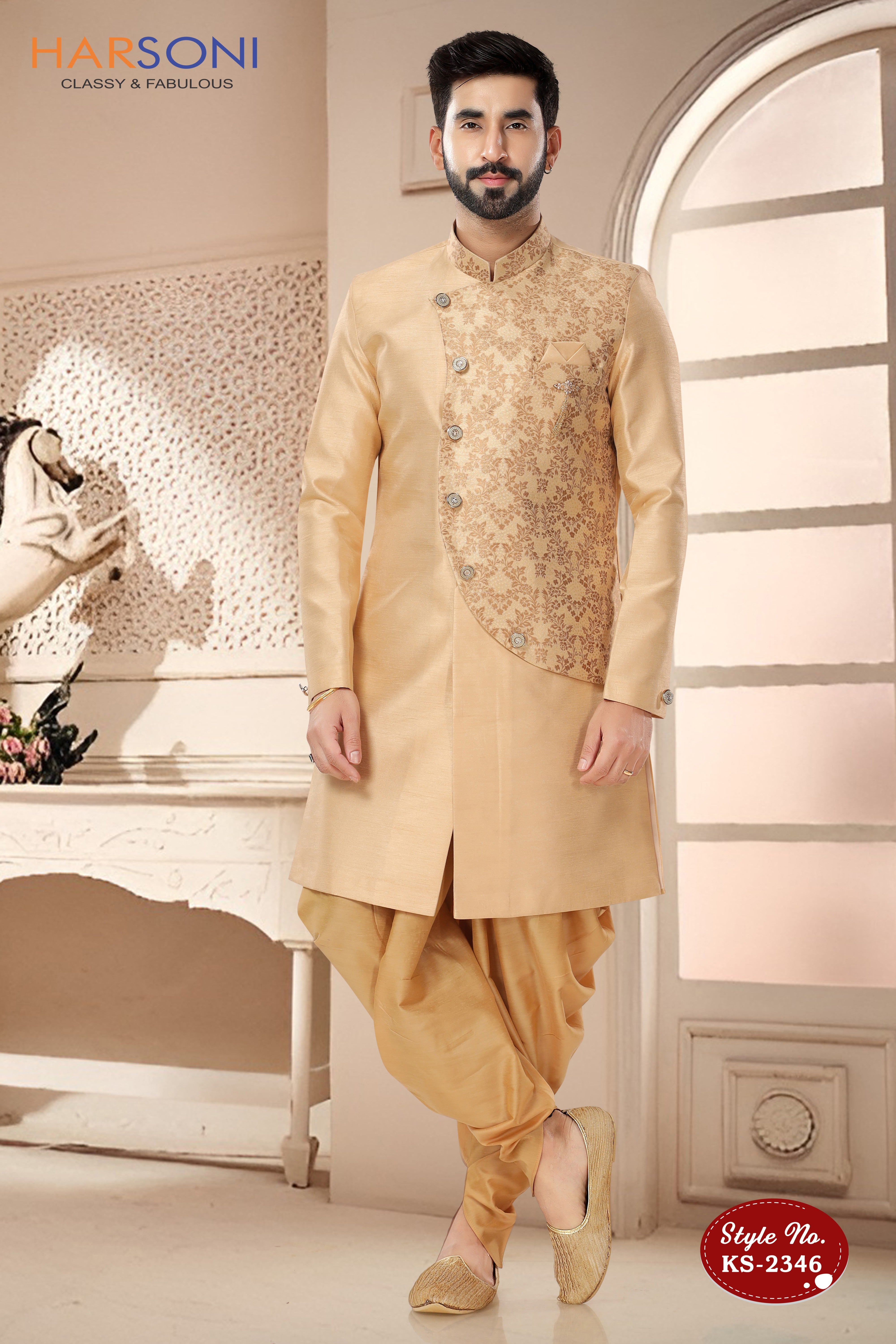 GOLD HUE INDO-WESTERN SET IN UNIQUE STYLE