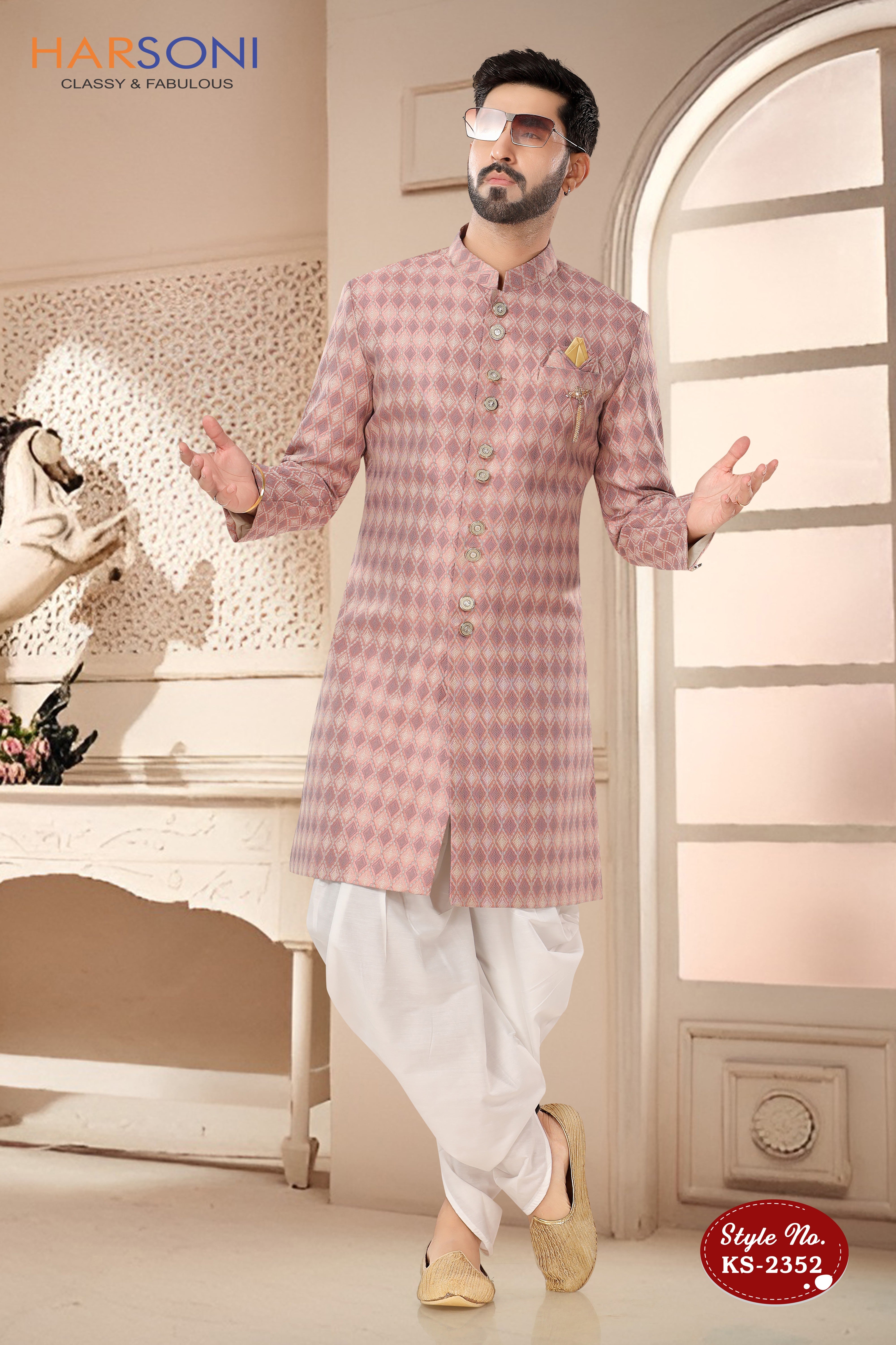 PINK HUE INDO-WESTERN SET IN UNIQUE PATTERN