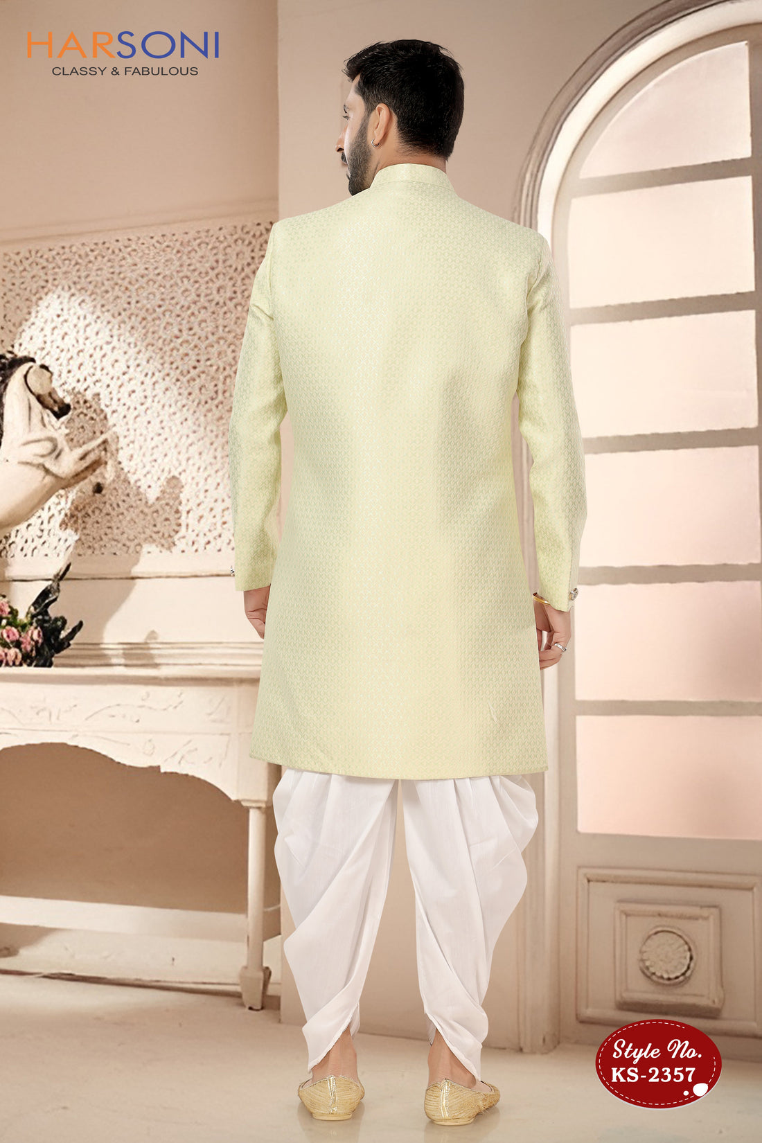 SELF-DESIGN INDO-WESTERN SET IN GREEN TONE