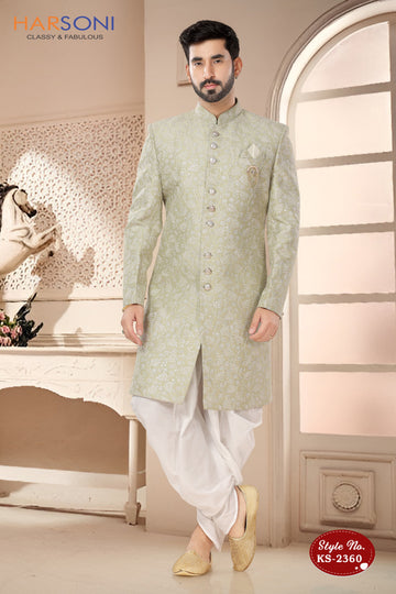 HEAVY EMBROIDERY INDO-WESTERN SET IN GREEN