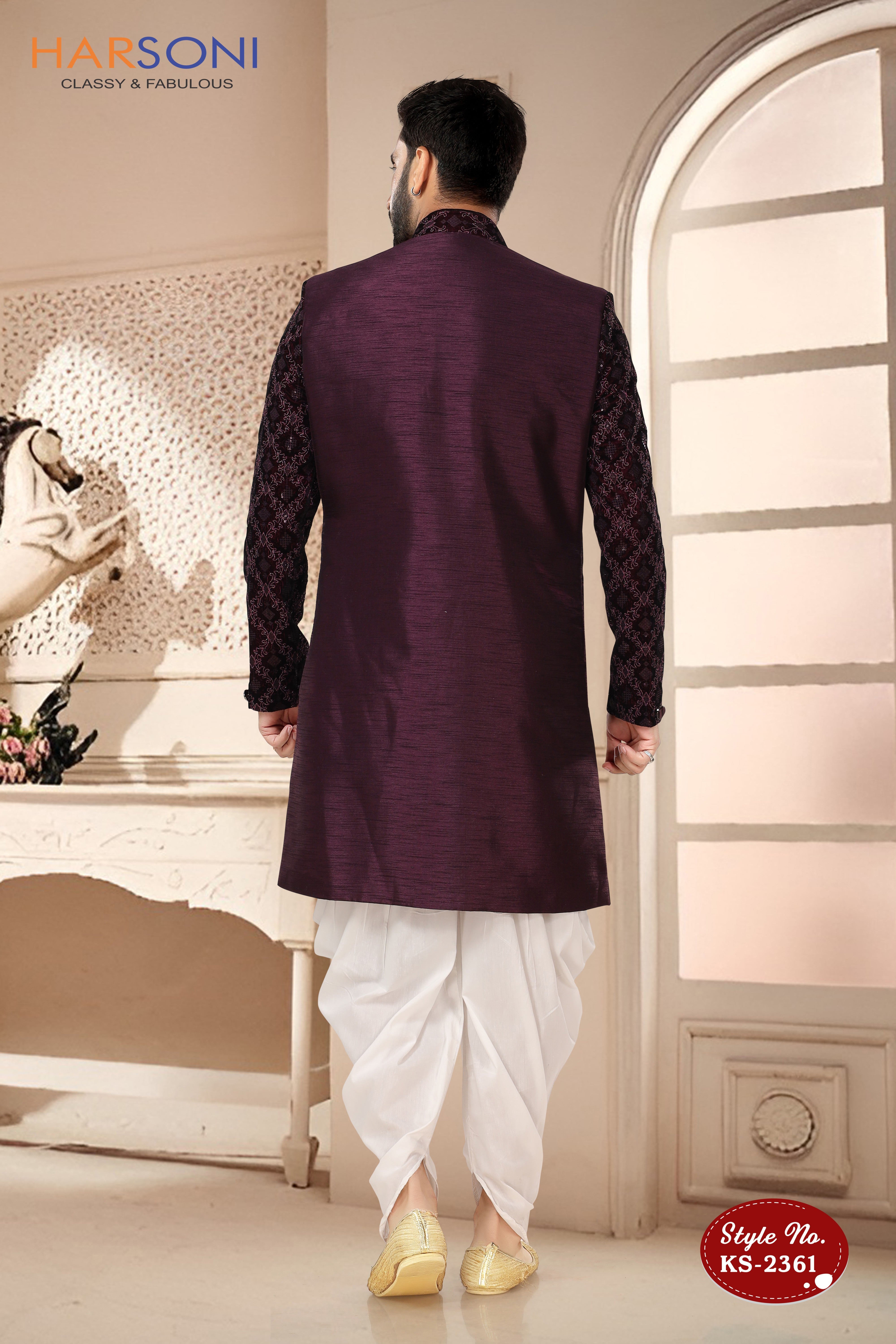 WINE HUE INDO-WESTERN SET IN UNIQUE STYLE