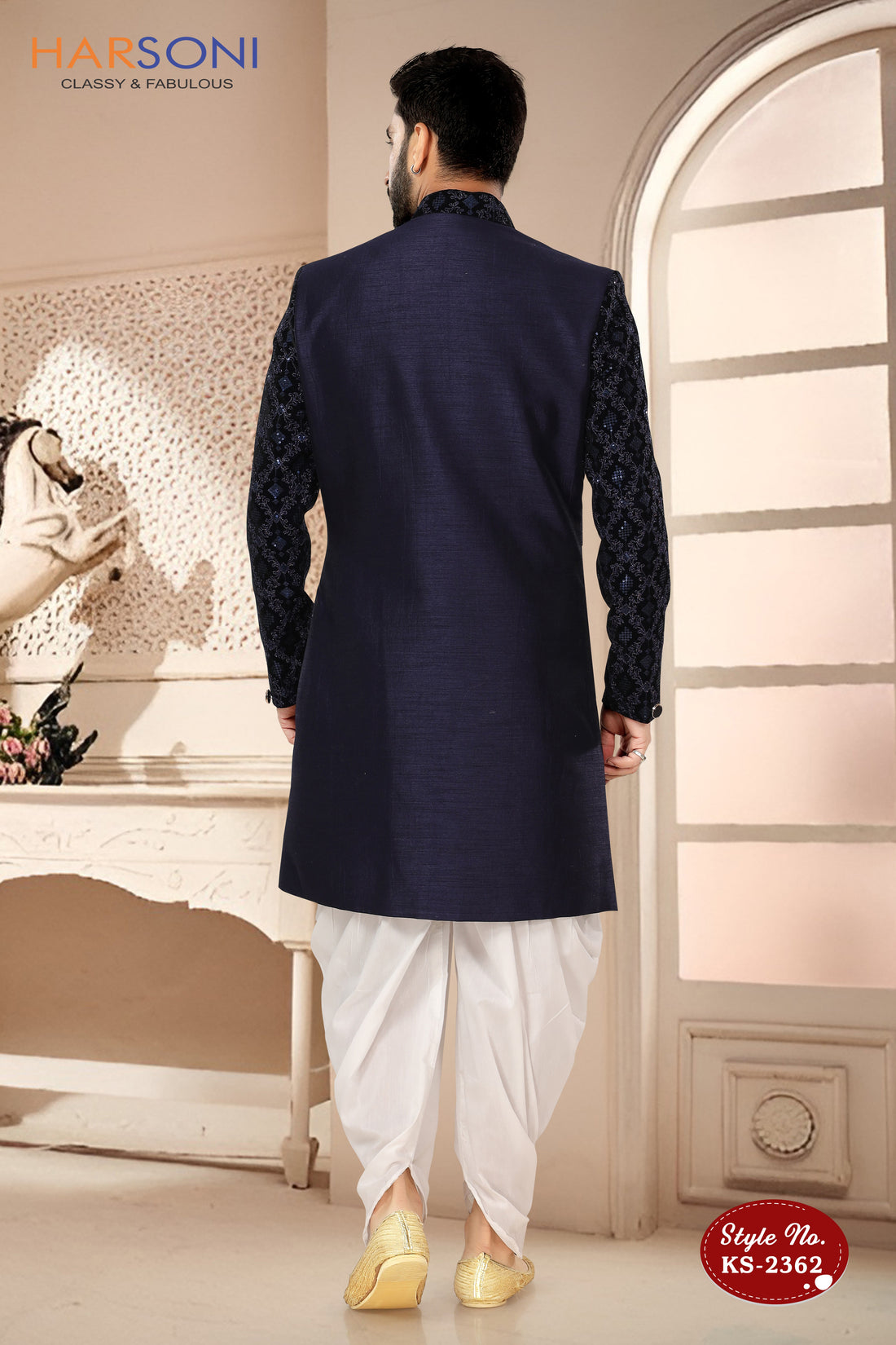 UNIQUE STYLE INDO-WESTERN SET IN BLUE TONE