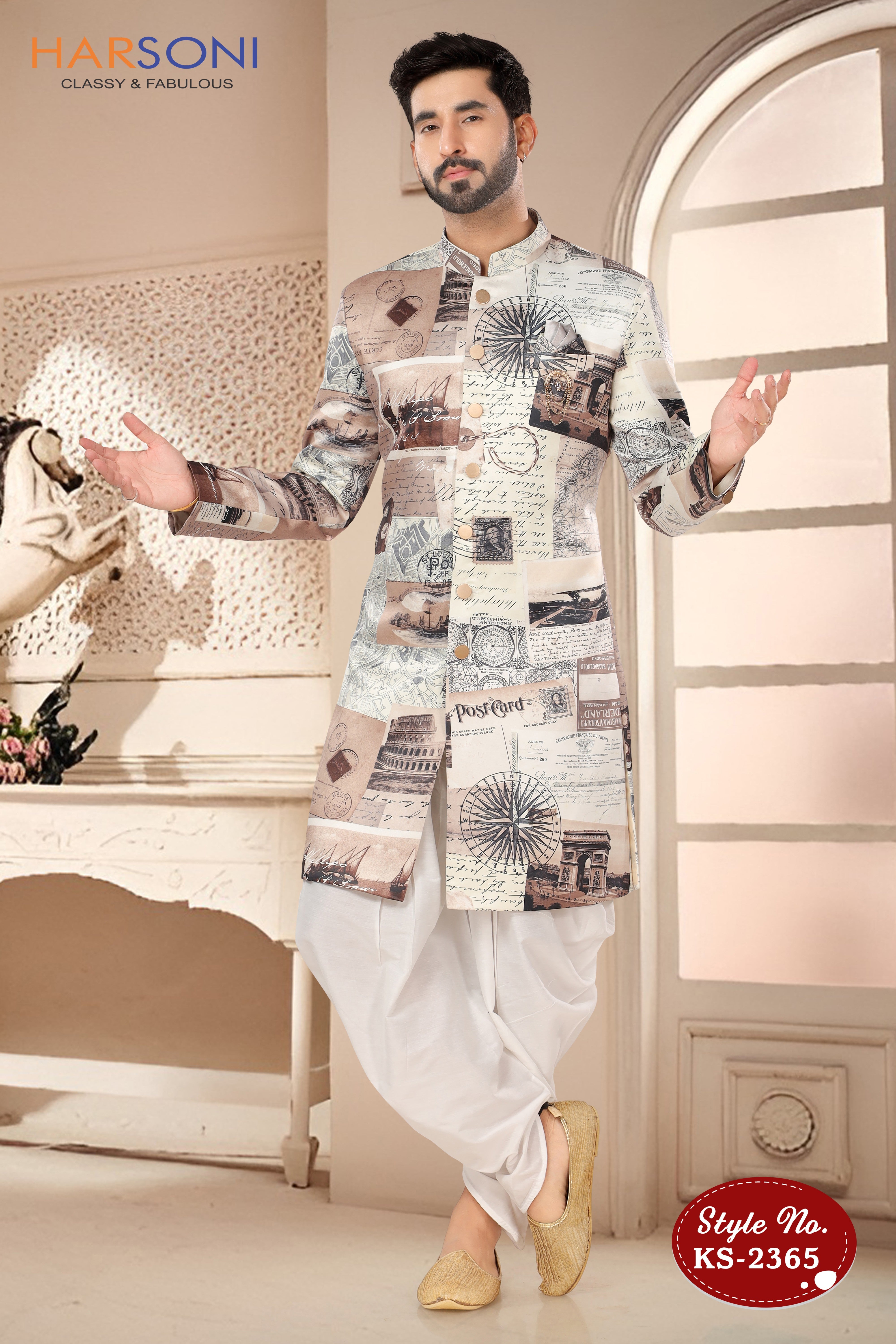 INDO-WESTERN SET IN MULTI-TONE WITH SELF-DESIGN