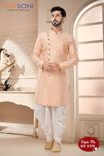 PINK TONE INDO-WESTERN SET WITH SELF-DESIGN