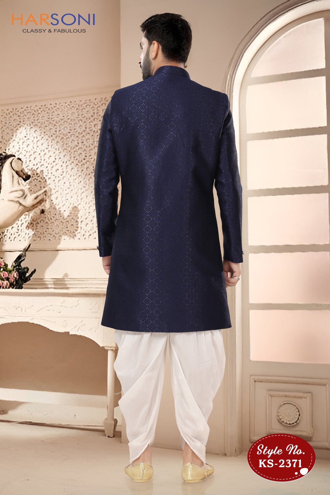 RICH BLUE INDO-WESTERN SET IN UNIQUE STYLE