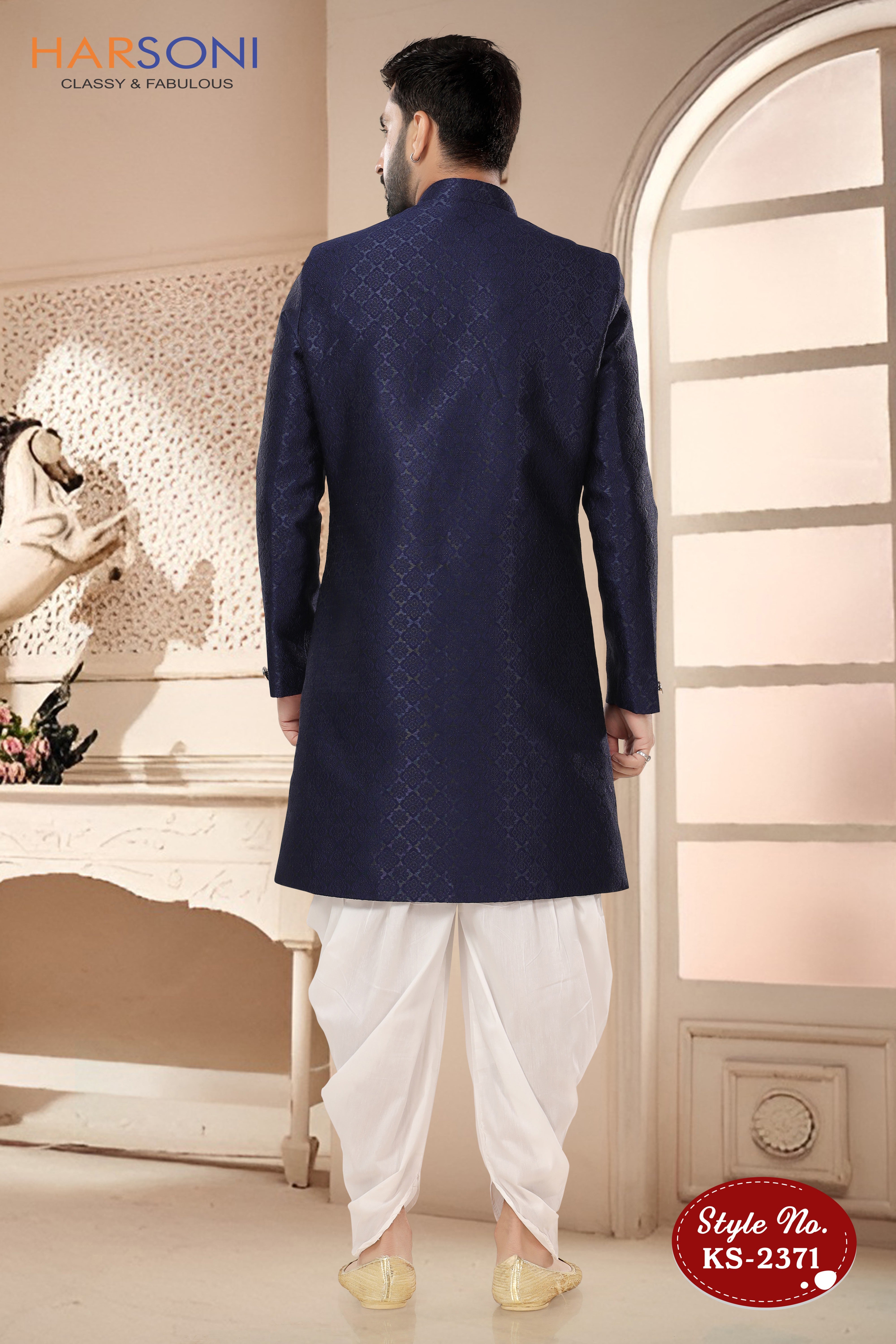 RICH BLUE INDO-WESTERN SET IN UNIQUE STYLE