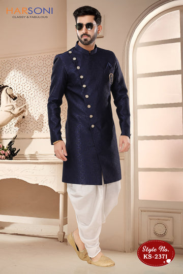 RICH BLUE INDO-WESTERN SET IN UNIQUE STYLE