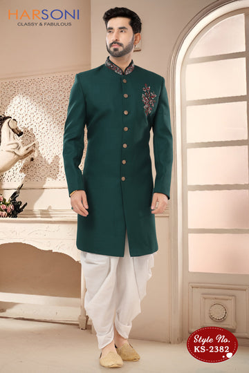 UNIQUE EMBROIDERY INDO-WESTERN SET IN GREEN