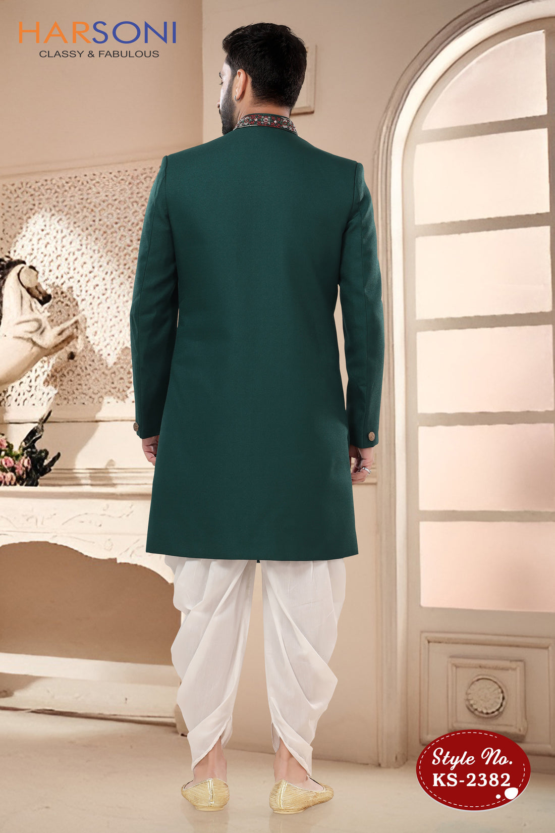 UNIQUE EMBROIDERY INDO-WESTERN SET IN GREEN