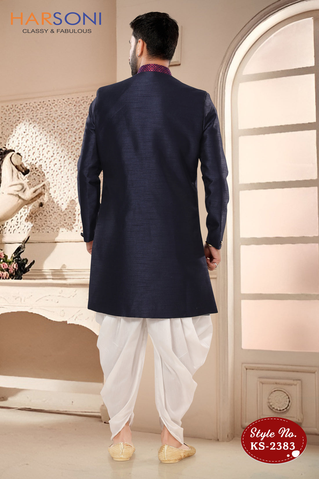BLUE TONE SILK INDO-WESTERN SET IN UNIQUE PATTERN