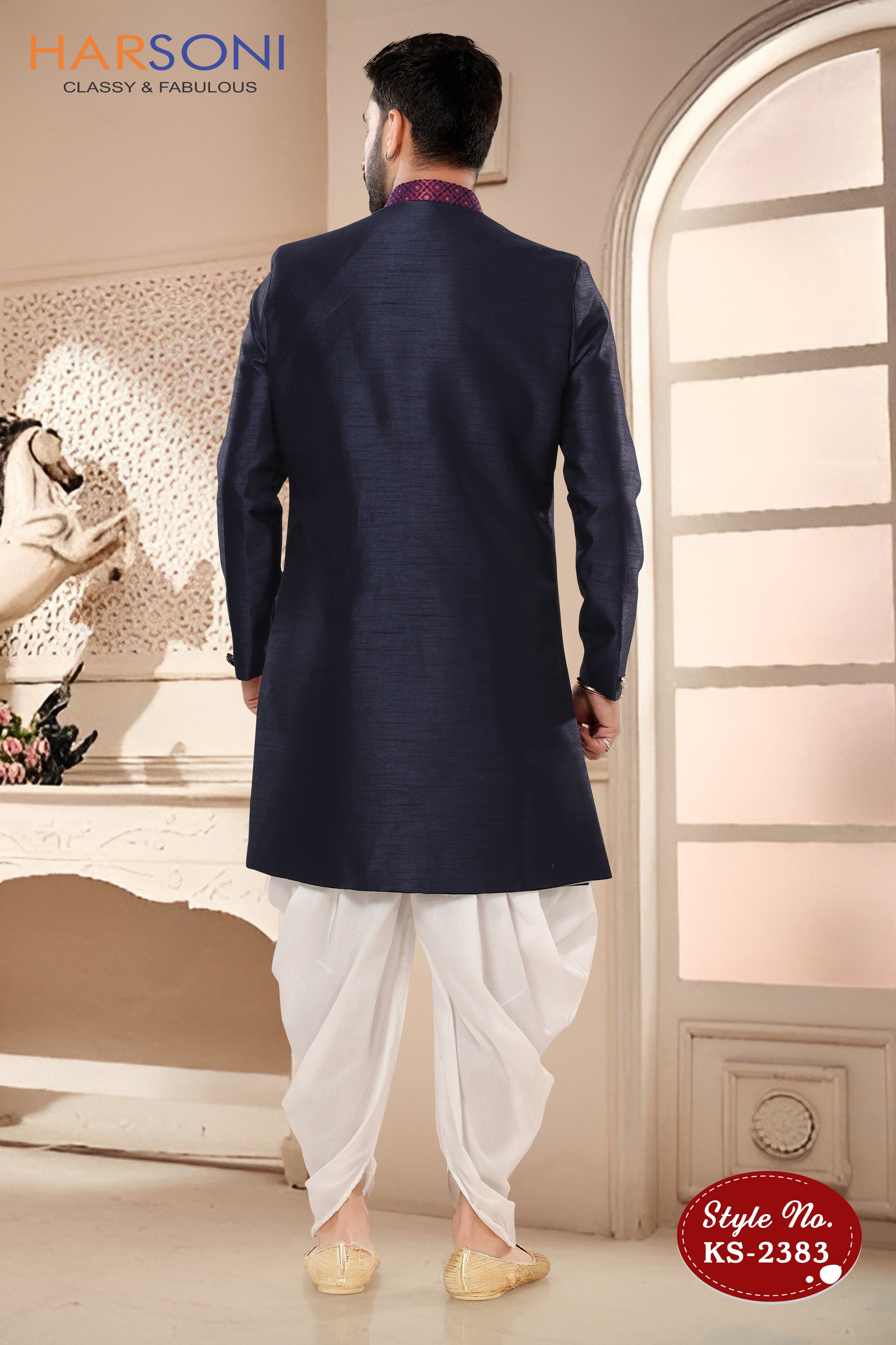 BLUE TONE SILK INDO-WESTERN SET IN UNIQUE PATTERN
