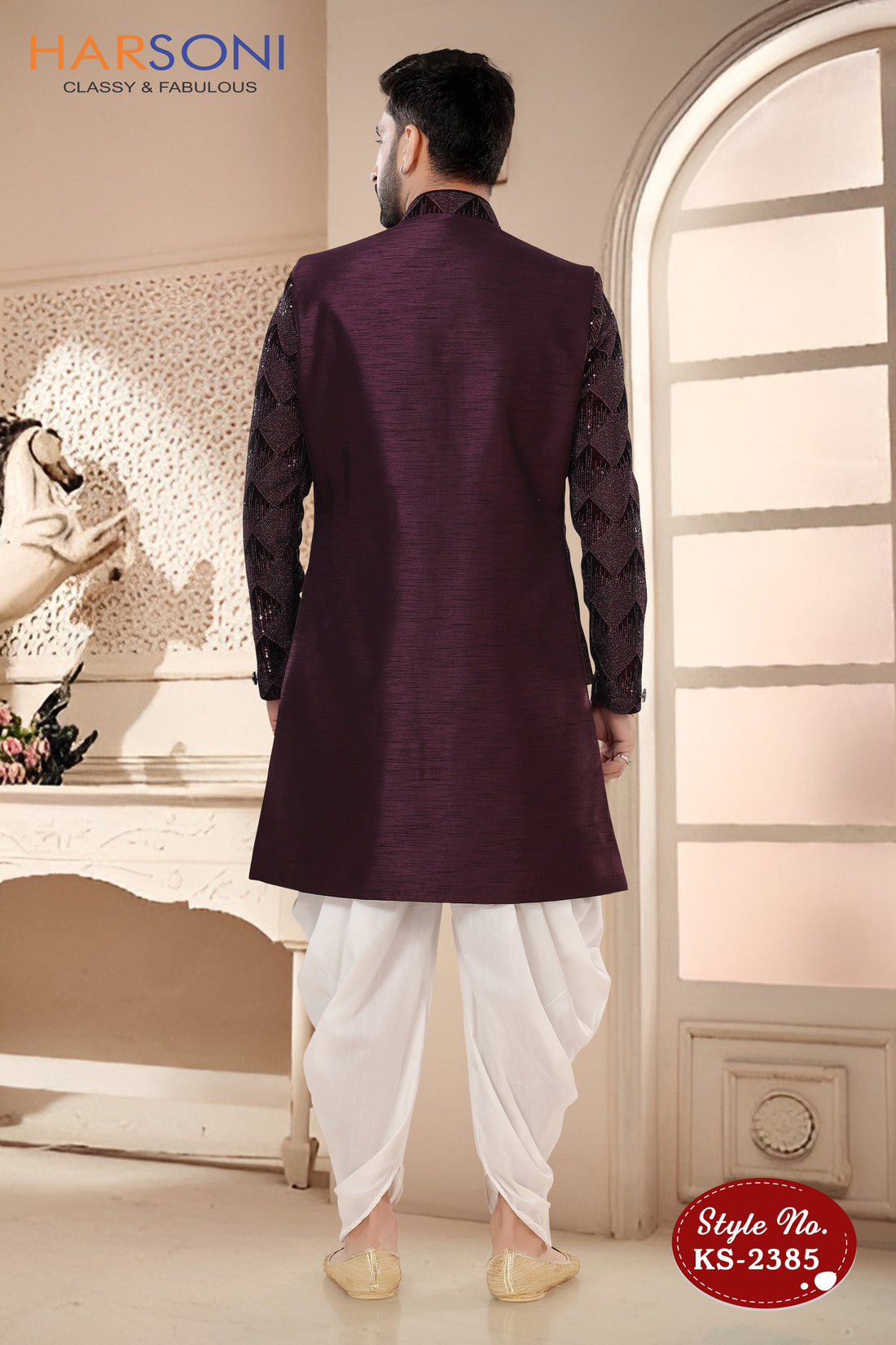 WINE INDO-WESTERN SET IN UNIQUE STYLE