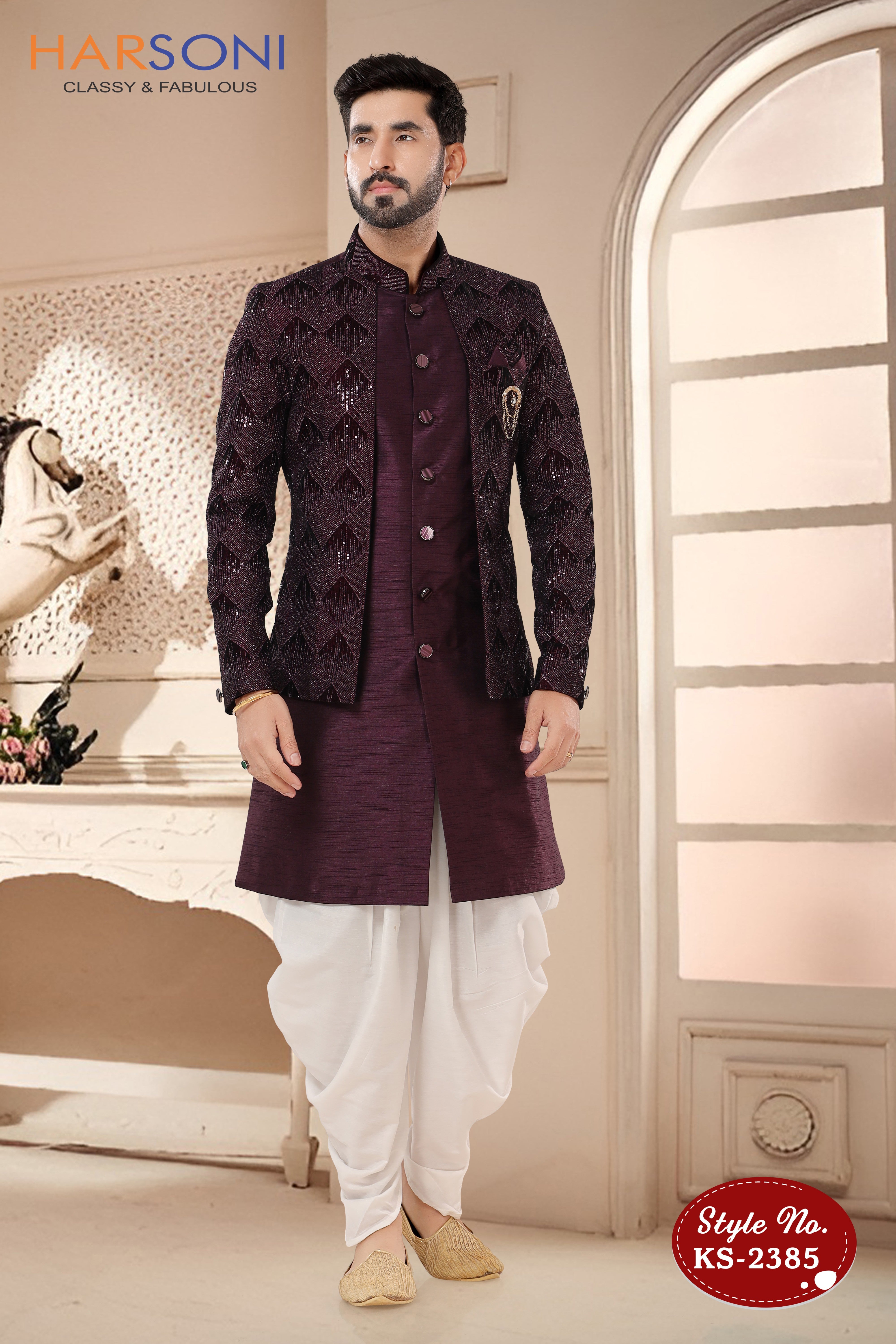 WINE INDO-WESTERN SET IN UNIQUE STYLE