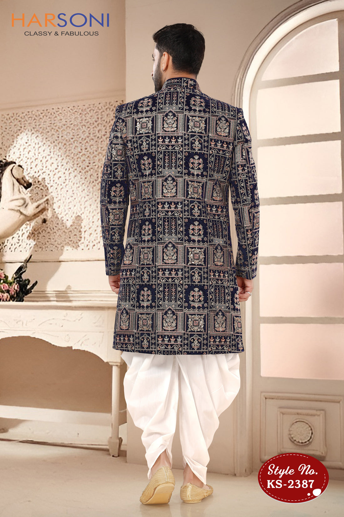 VELVET INDO-WESTERN SET WITH THREAD EMBROIDERY ALL-OVER