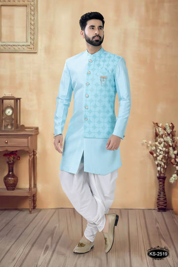 UNIQUE PATTERN BLUE HUE INDO-WESTERN  SET FOR EVERY FESTIVITY