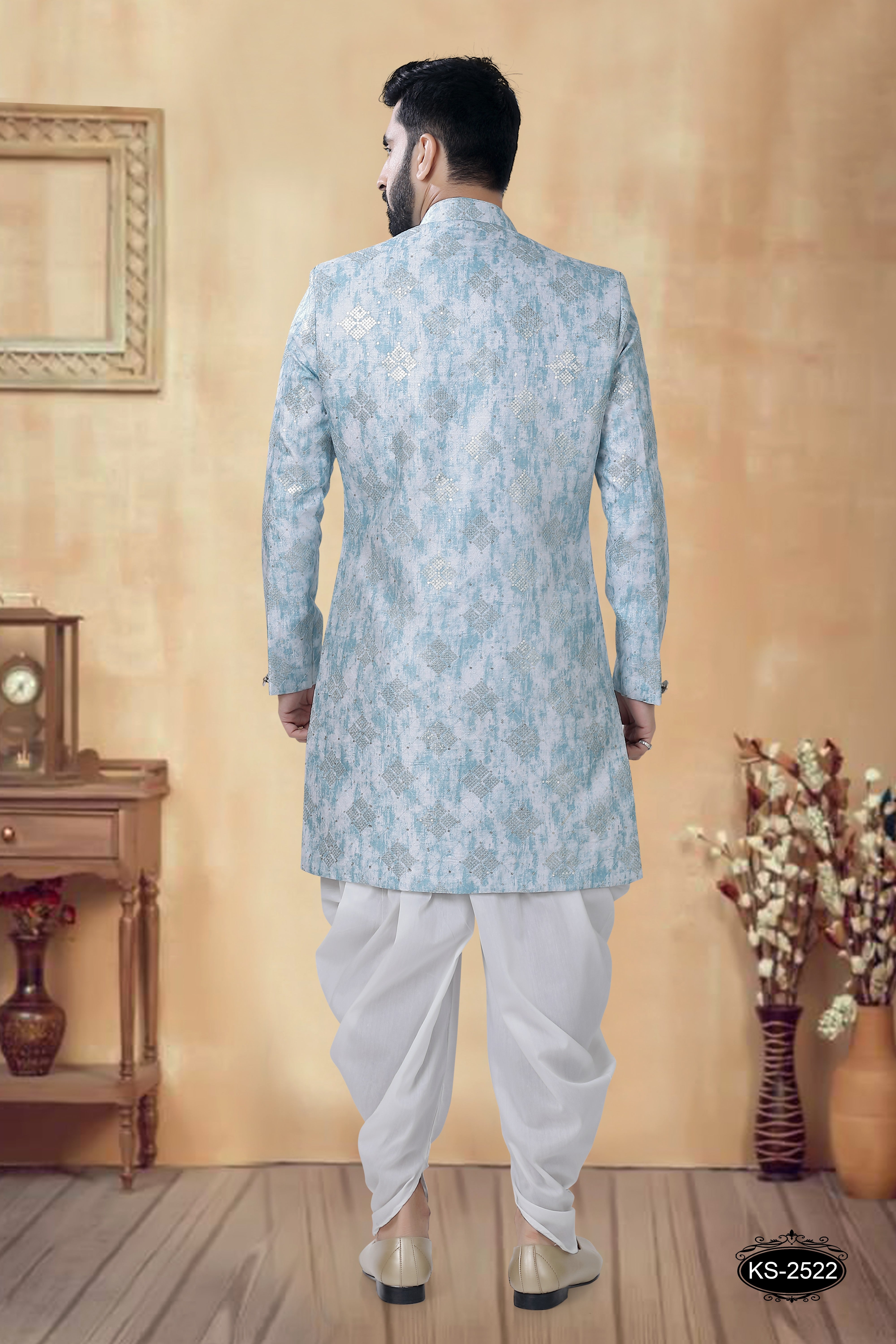 BLUE HUE INDO-WESTERN SET IN UNIQUE PATTERN FOR EVERY FESTIVITY