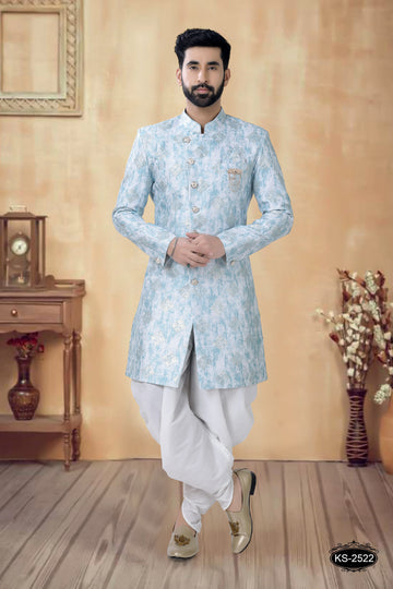BLUE HUE INDO-WESTERN SET IN UNIQUE PATTERN FOR EVERY FESTIVITY
