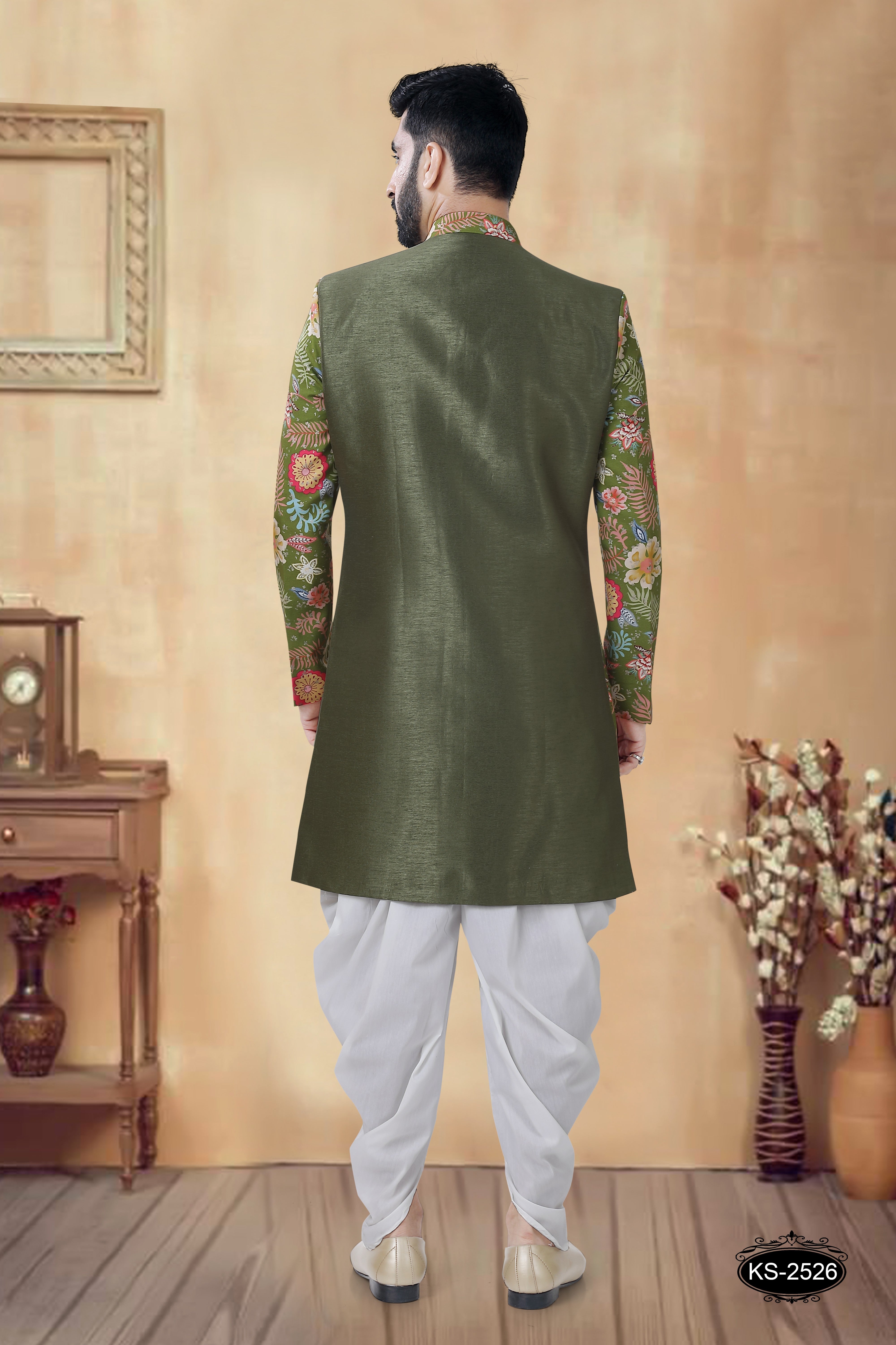 GREEN HUE UNIQUE PATTERN INDO-WESTERN SET FOR EVERY FESTIVITY