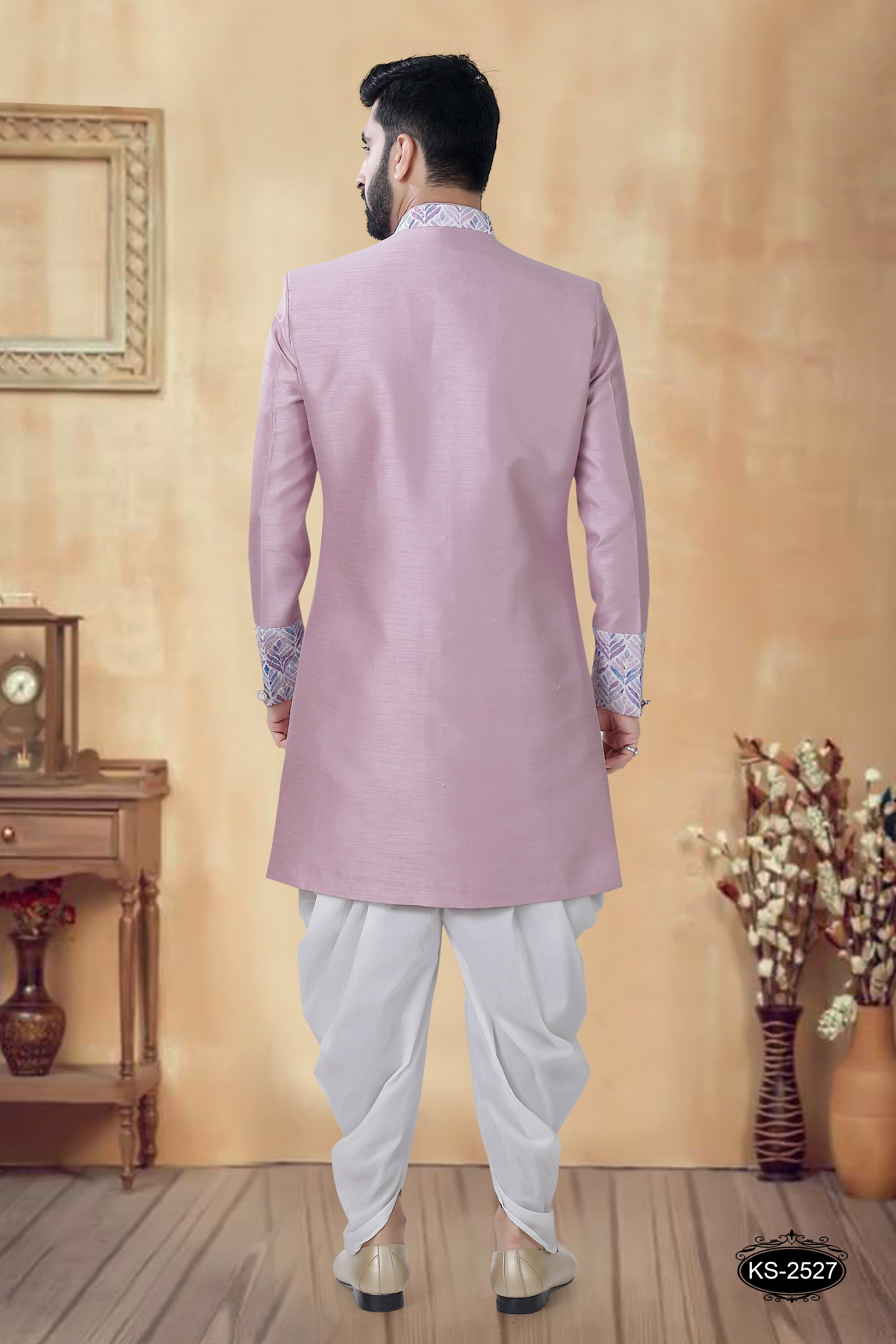 ONION-PINK HUE UNIQUE PATTERN INDO-WESTERN SET FOR EVERY FESTIVITY