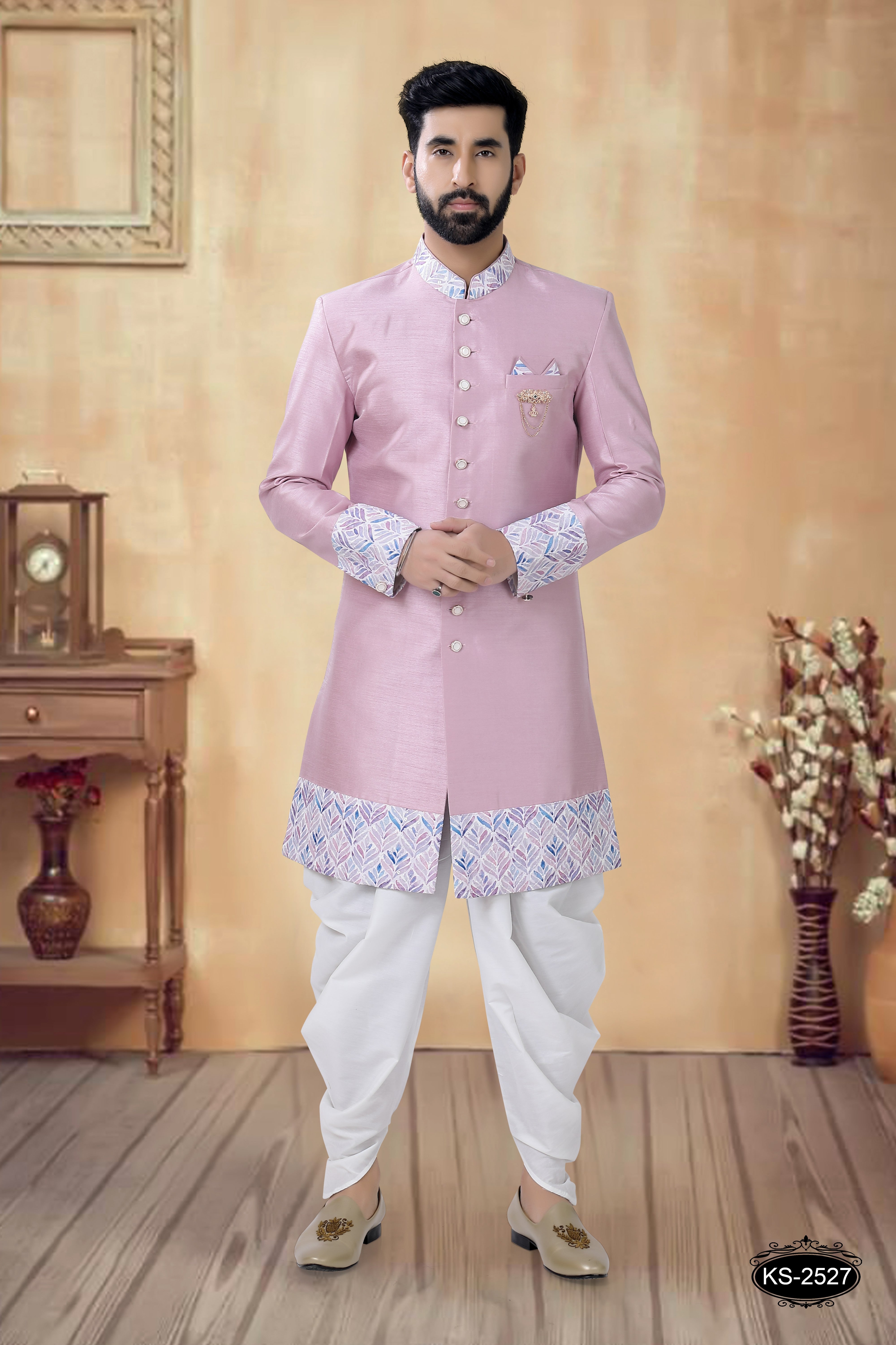 ONION-PINK HUE UNIQUE PATTERN INDO-WESTERN SET FOR EVERY FESTIVITY